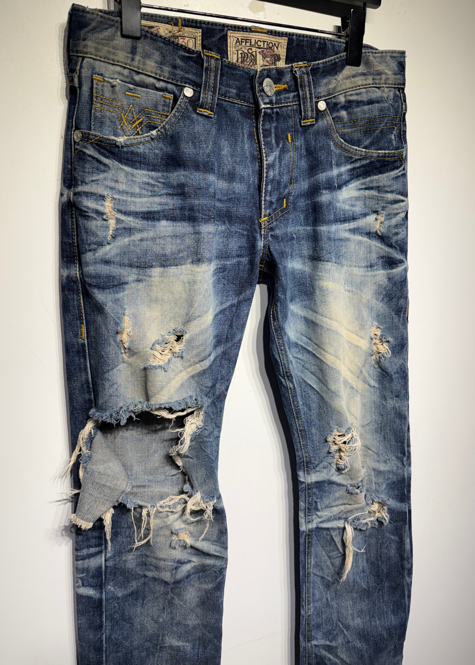 Affliction Distressed Whiskered Denim Masc 30