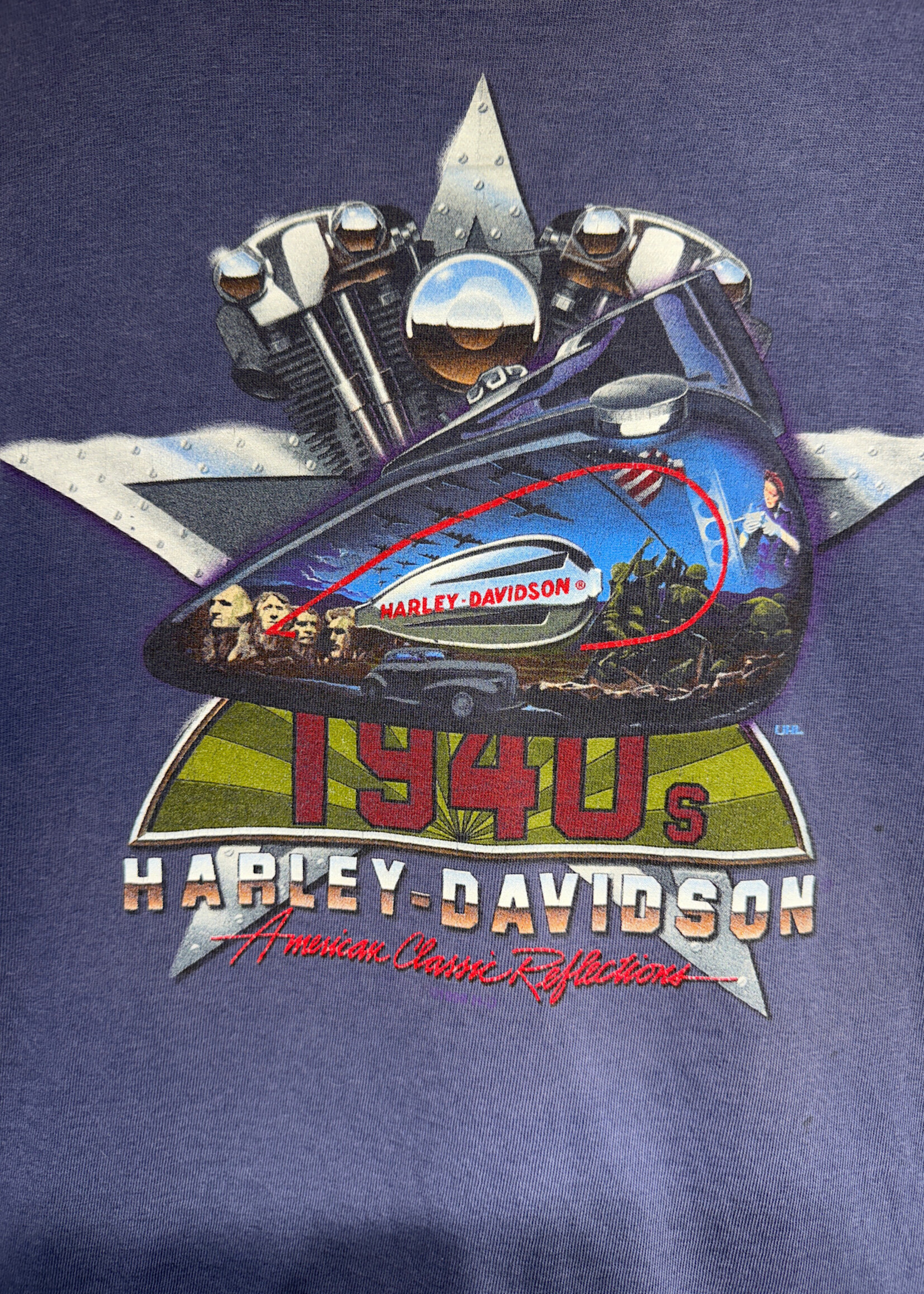 Harley Vintage Blue "1940s" Tee XL AS IS