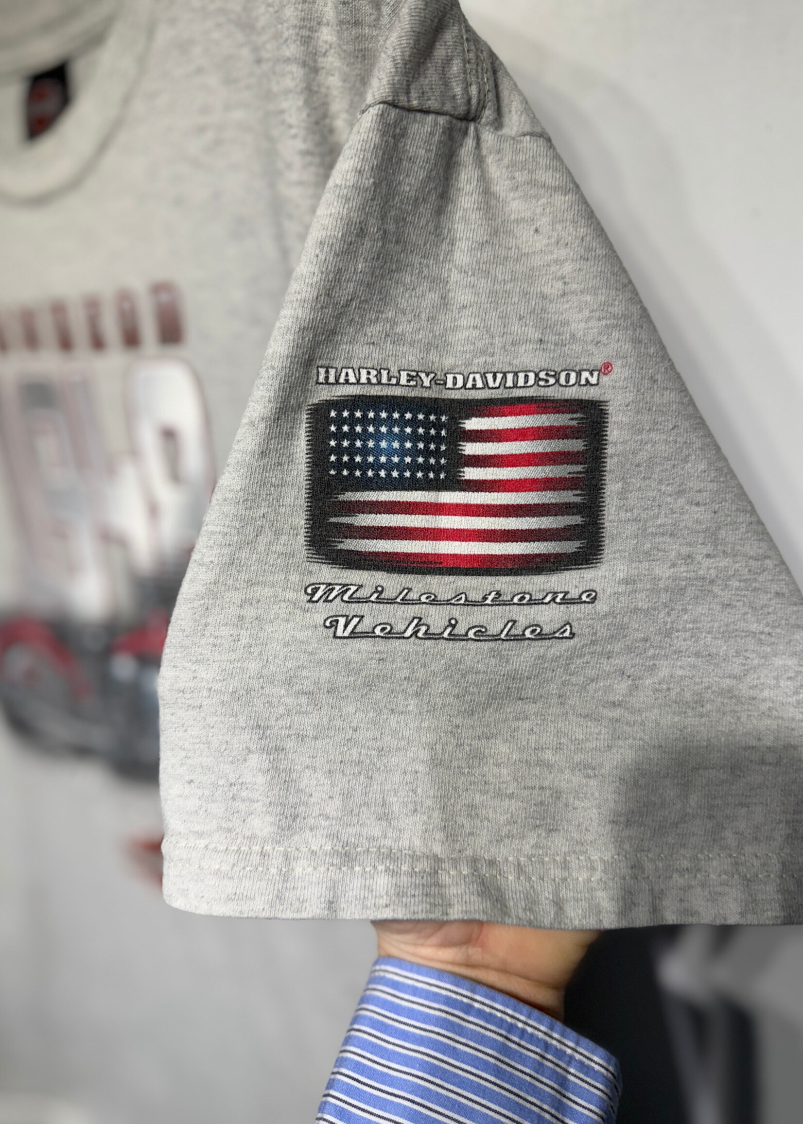 Harley Vintage Pan Head Grey Tee L