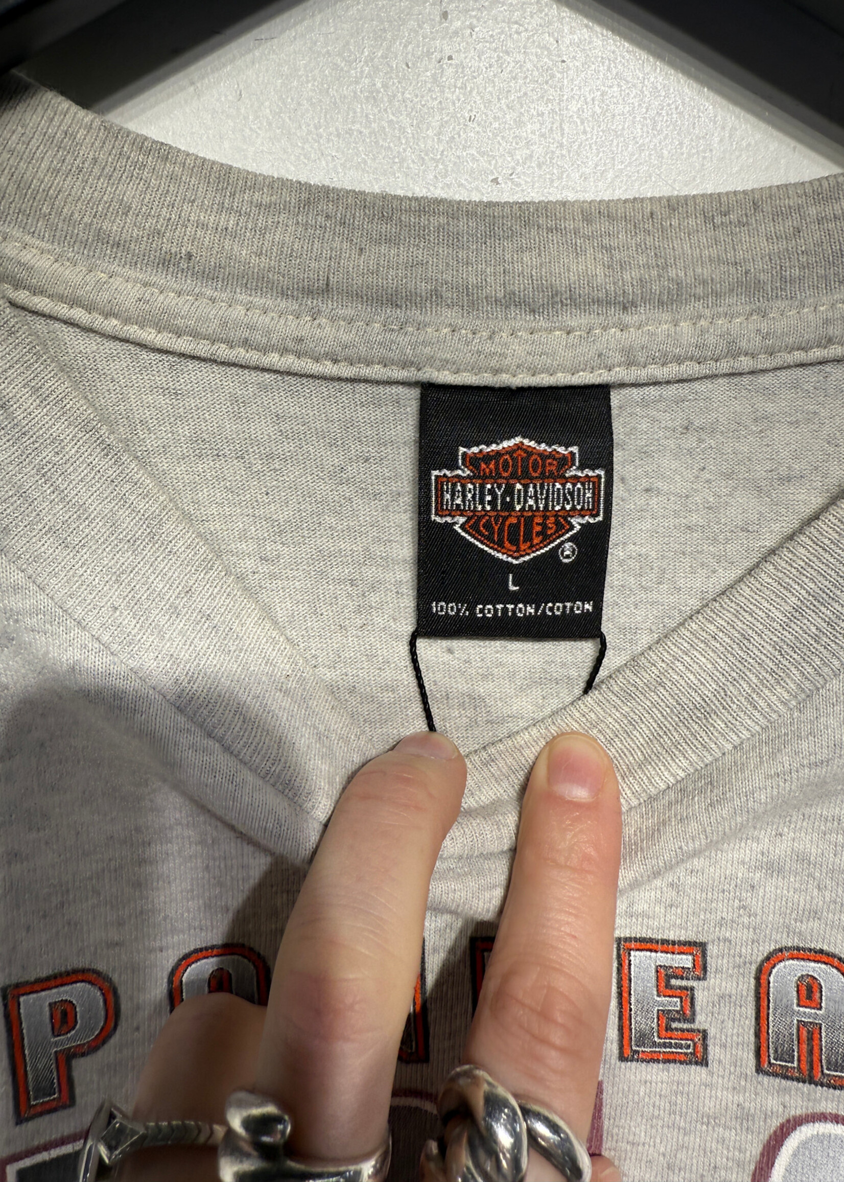 Harley Vintage Pan Head Grey Tee L