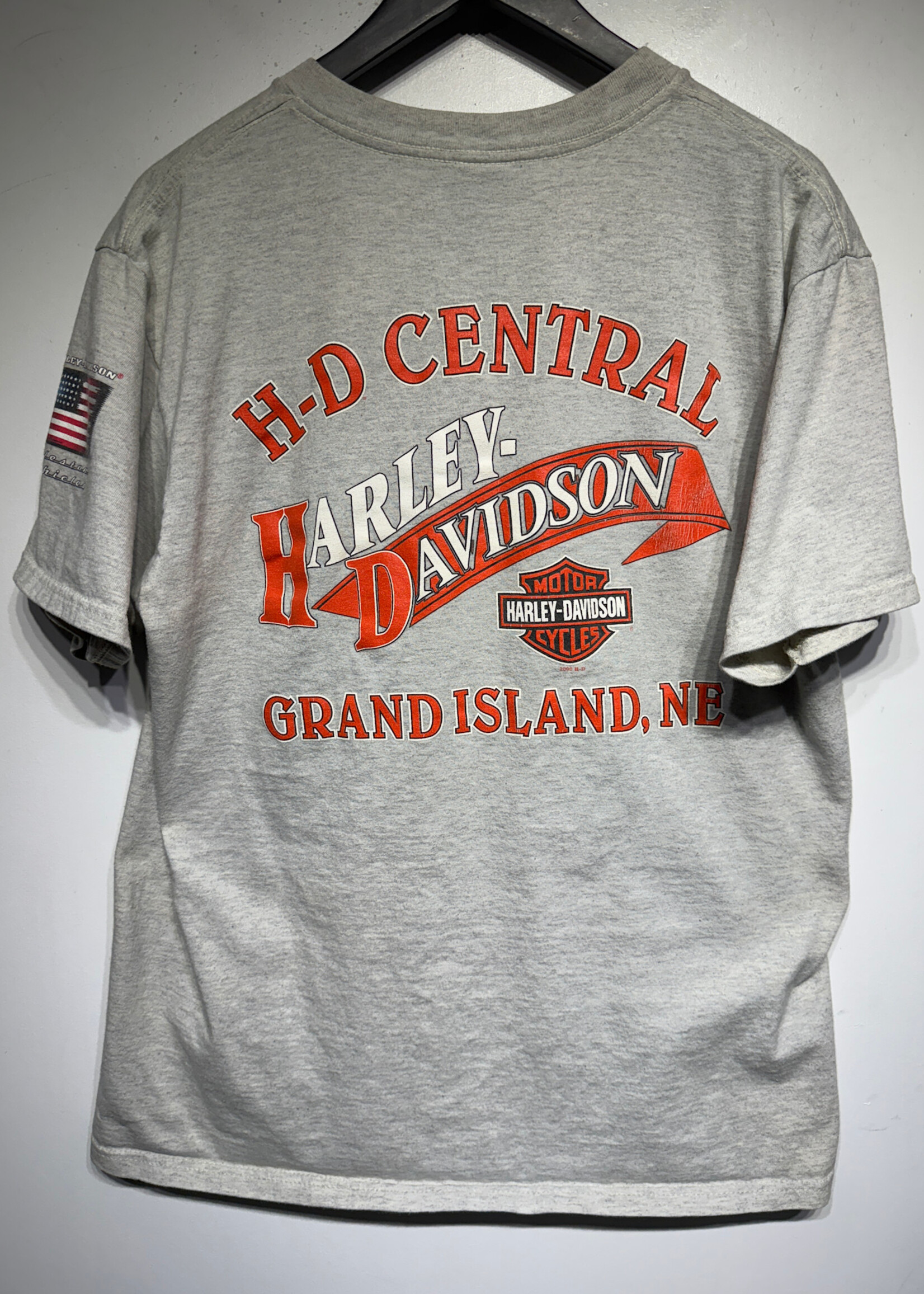 Harley Vintage Pan Head Grey Tee L