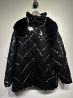 Alo Black Patent Puffer Jacket Fem L