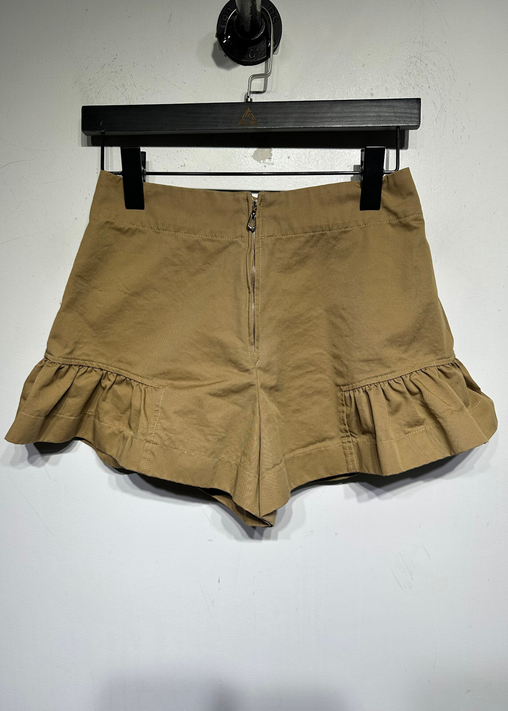 Sandro Tan Ruffle Shorts 26 Fem