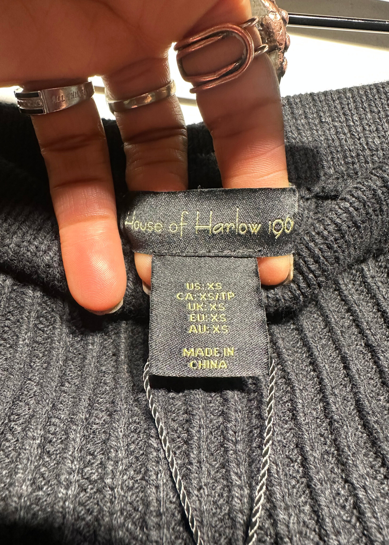 House Of Harlow Black Knit Tank/Skirt Set Fem XS