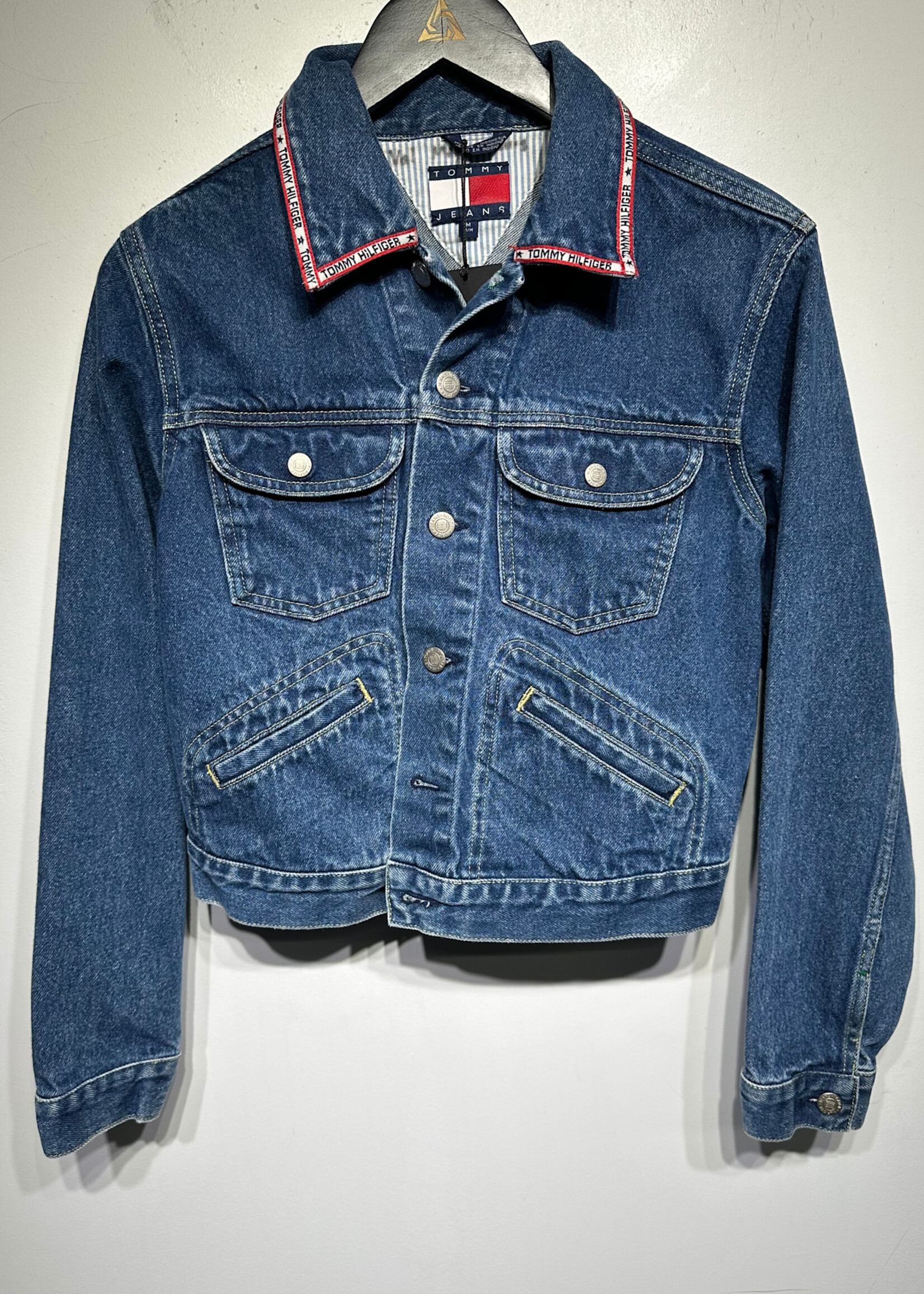 Tommy Hilfiger Y2K Logo Trim Denim Jacket Fem M