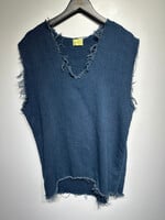 Simon Miller Navy Raw Hem/Fringe Vest Fem 0/XS