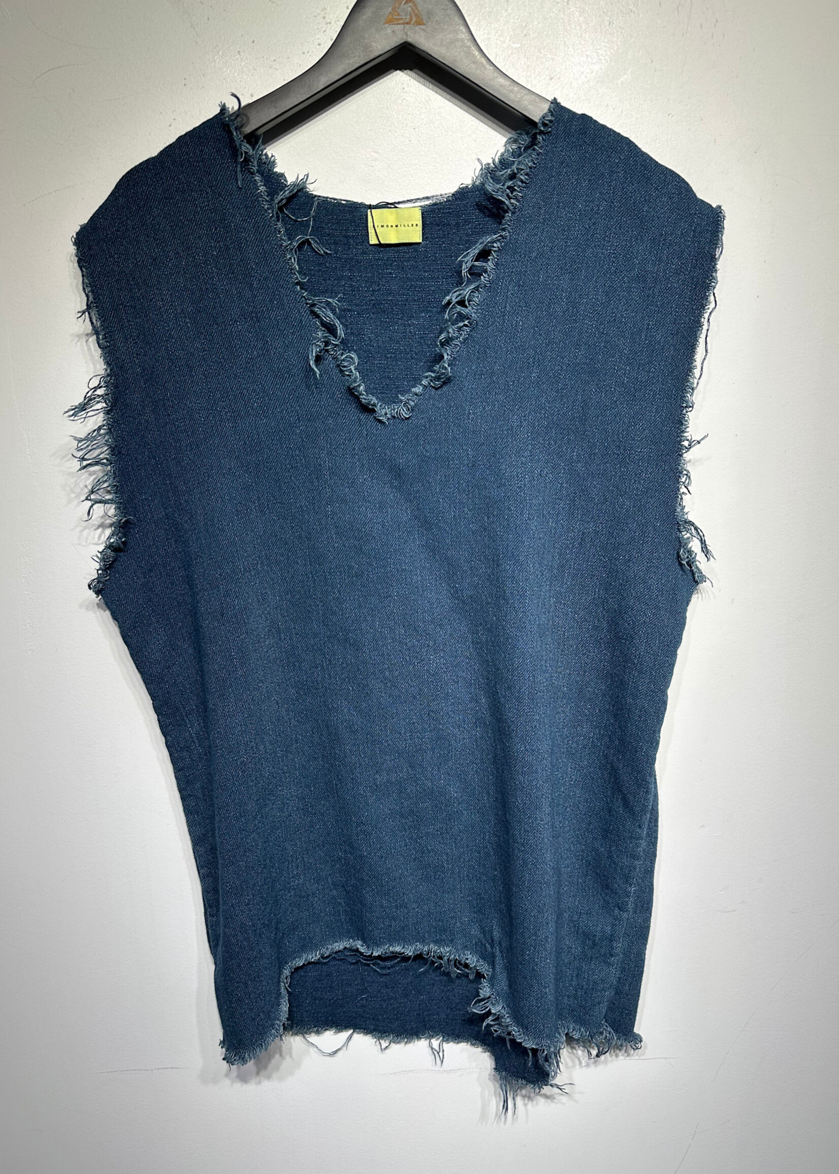 Simon Miller Navy Raw Hem/Fringe Vest Fem 0/XS