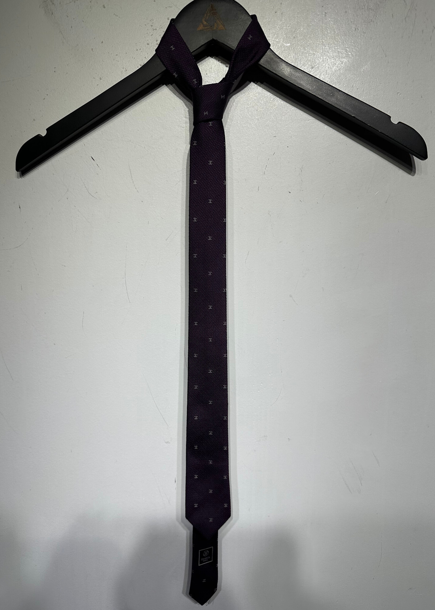 Chanel Maroon Silk Tie