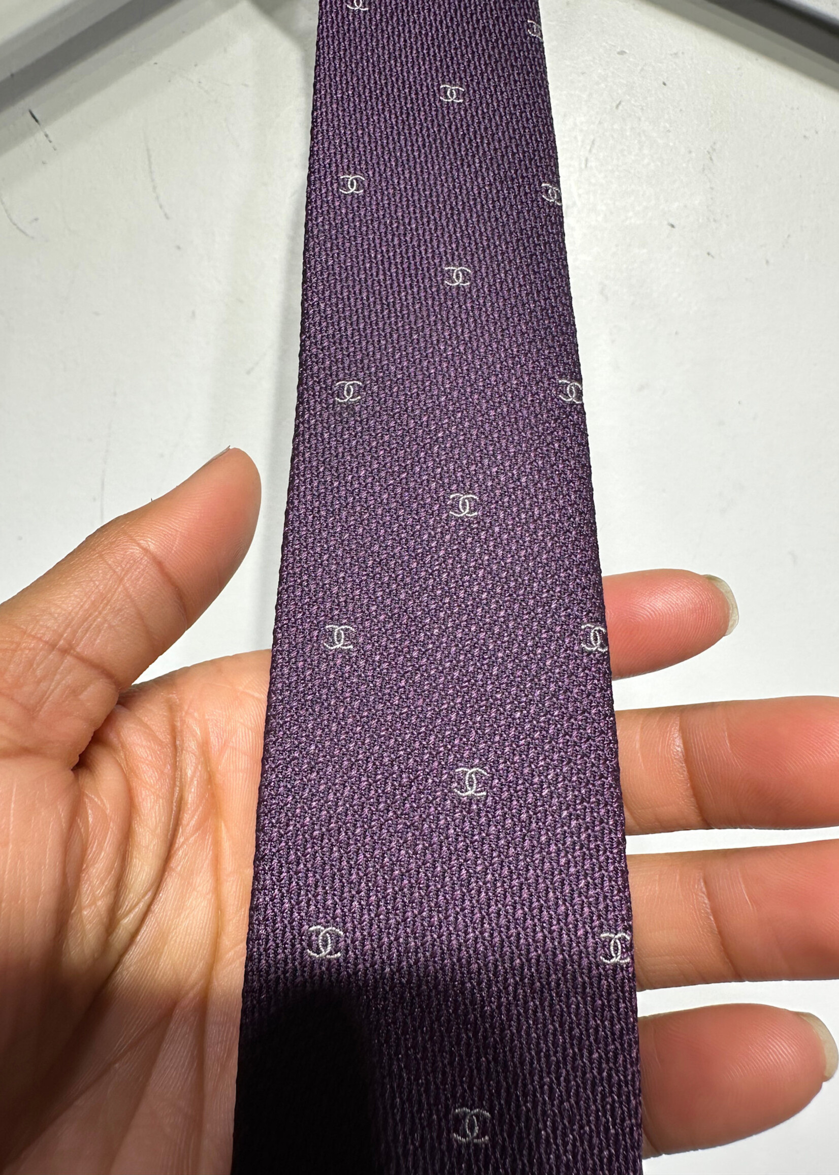 Chanel Maroon Silk Tie