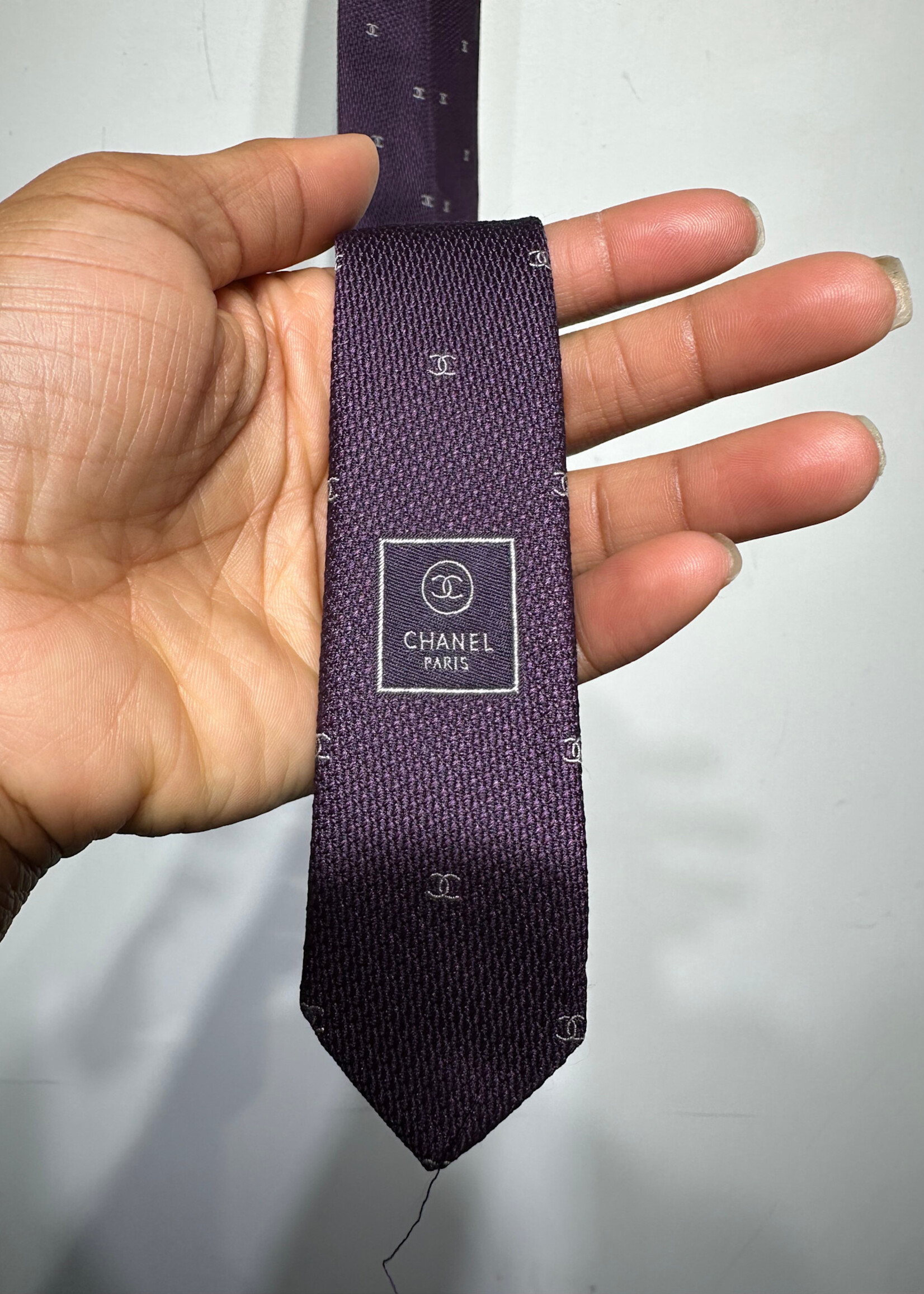Chanel Maroon Silk Tie