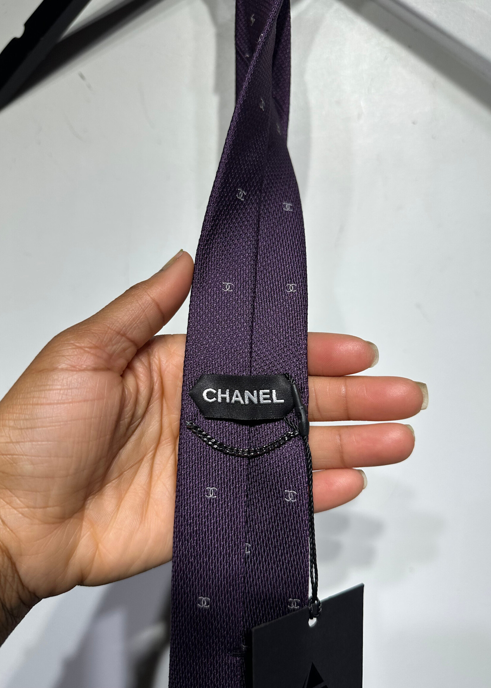 Chanel Maroon Silk Tie