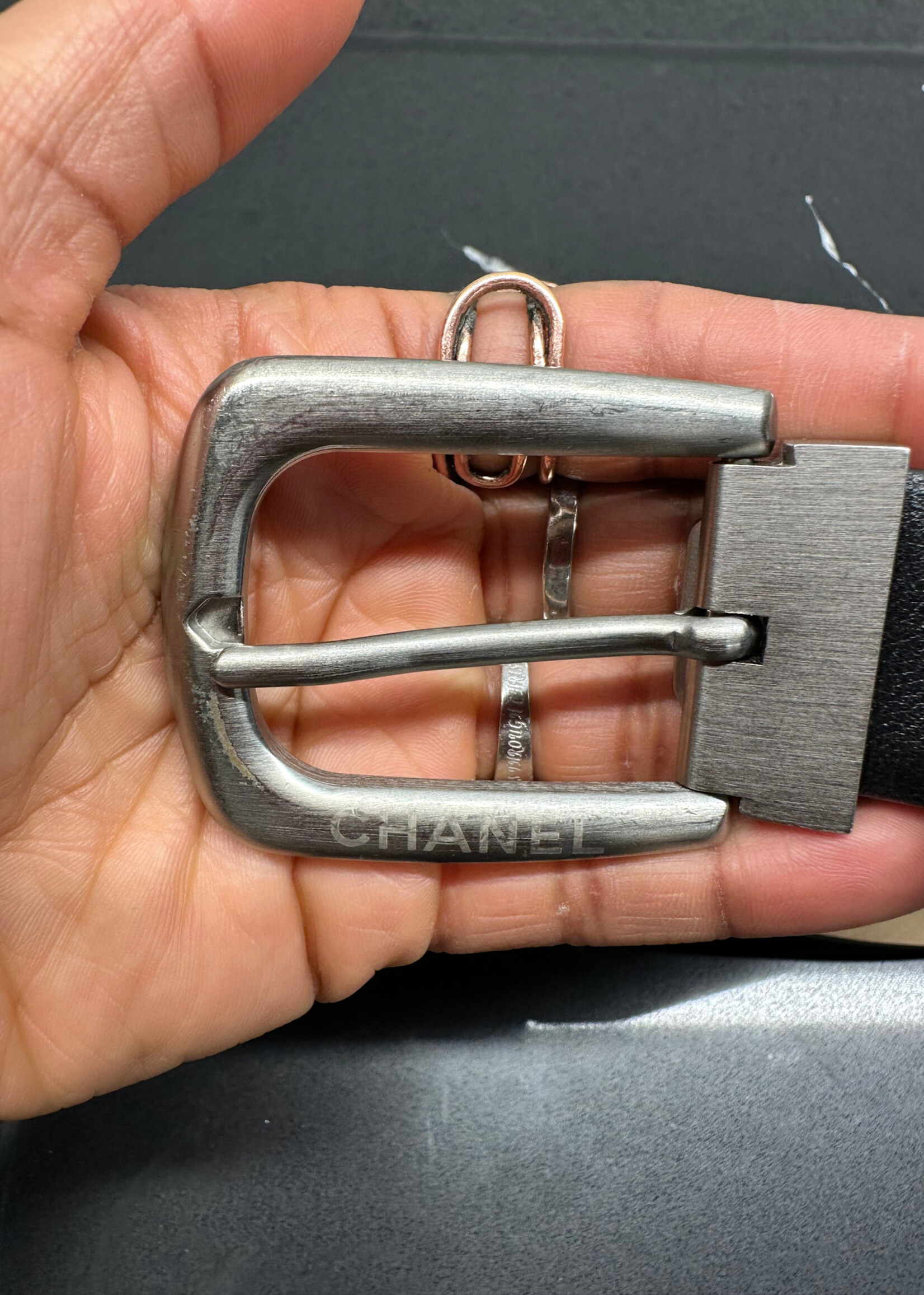 Chanel Black Uniform Thin Belt