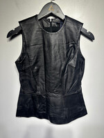 Tommy Y2K Black Leather Vest Fem XS