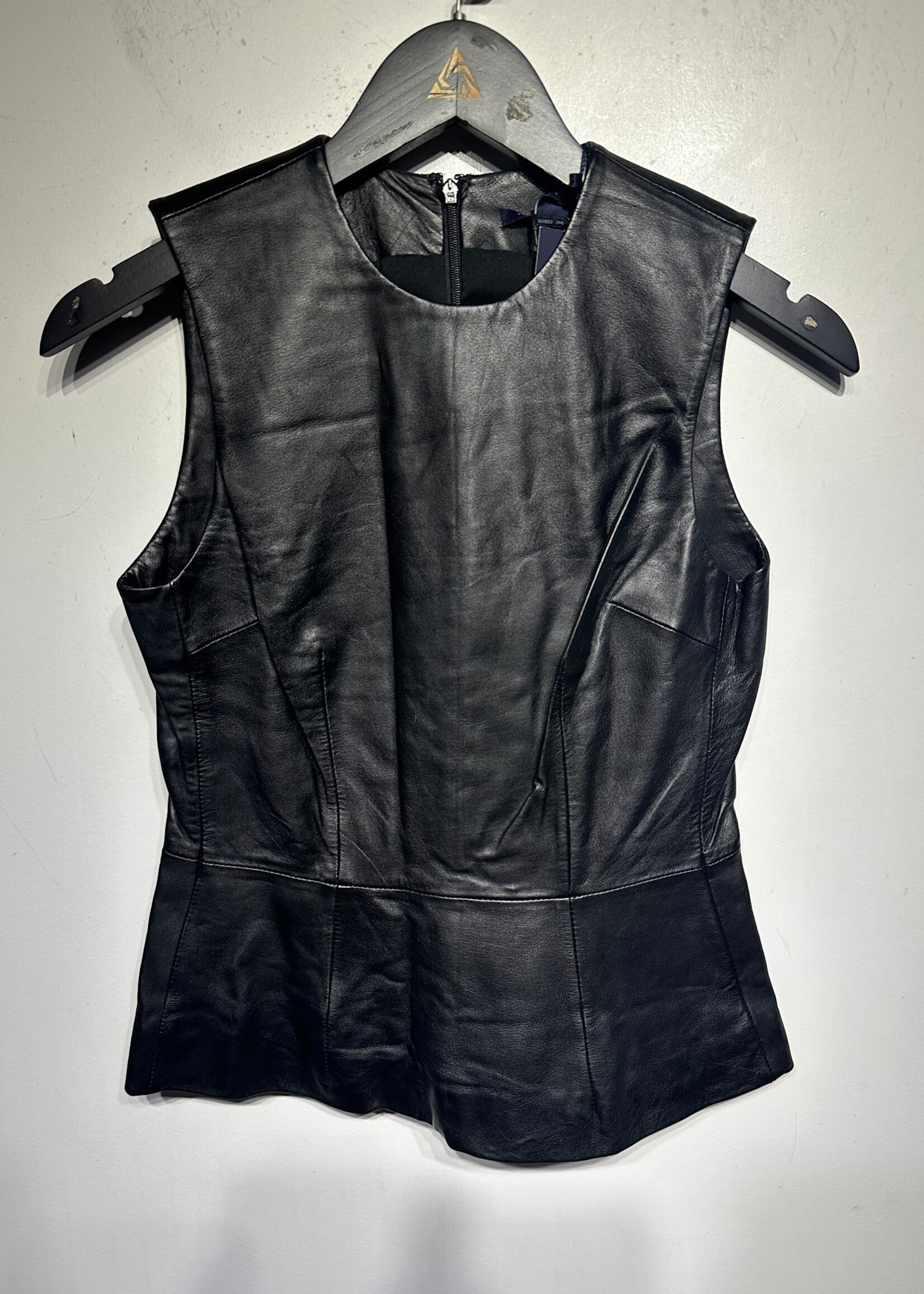 Tommy Y2K Black Leather Vest Fem XS