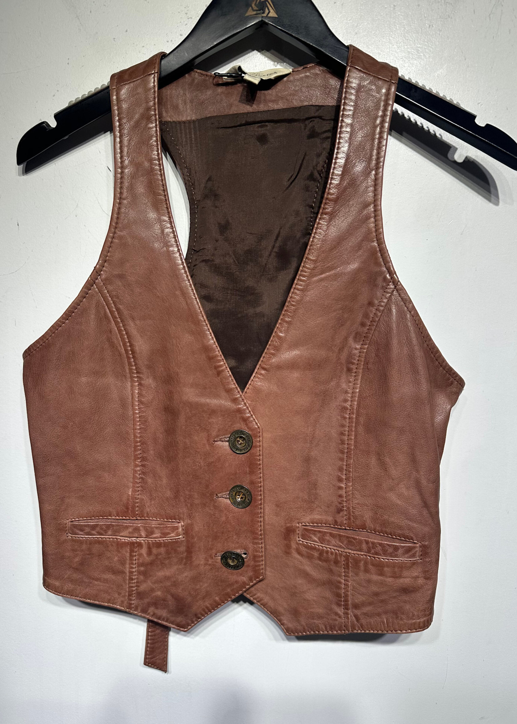 Abercrombie 00s Brown Leather Vest M