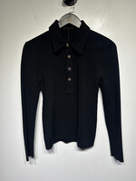 Louis Vuitton Uniform Black LS Knit Polo Fem S