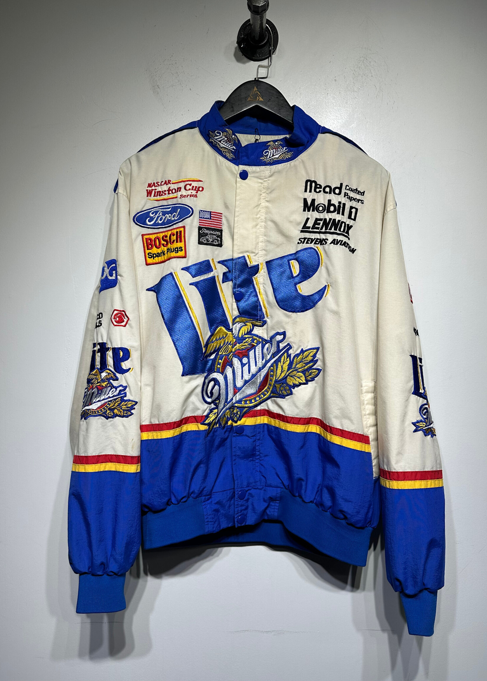 Miller Lite Vintage White Nascar Jacket L