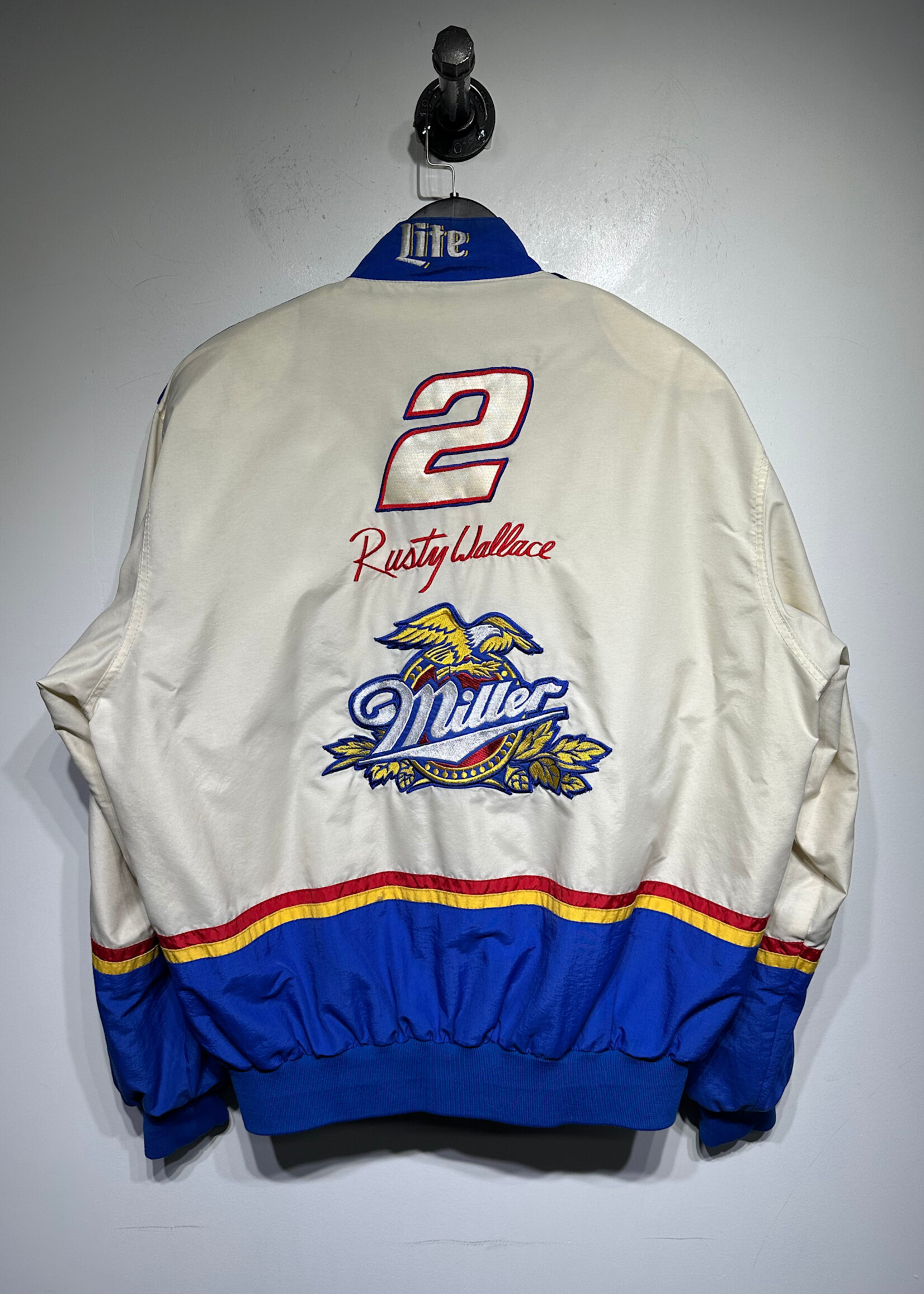 Miller Lite Vintage White Nascar Jacket L
