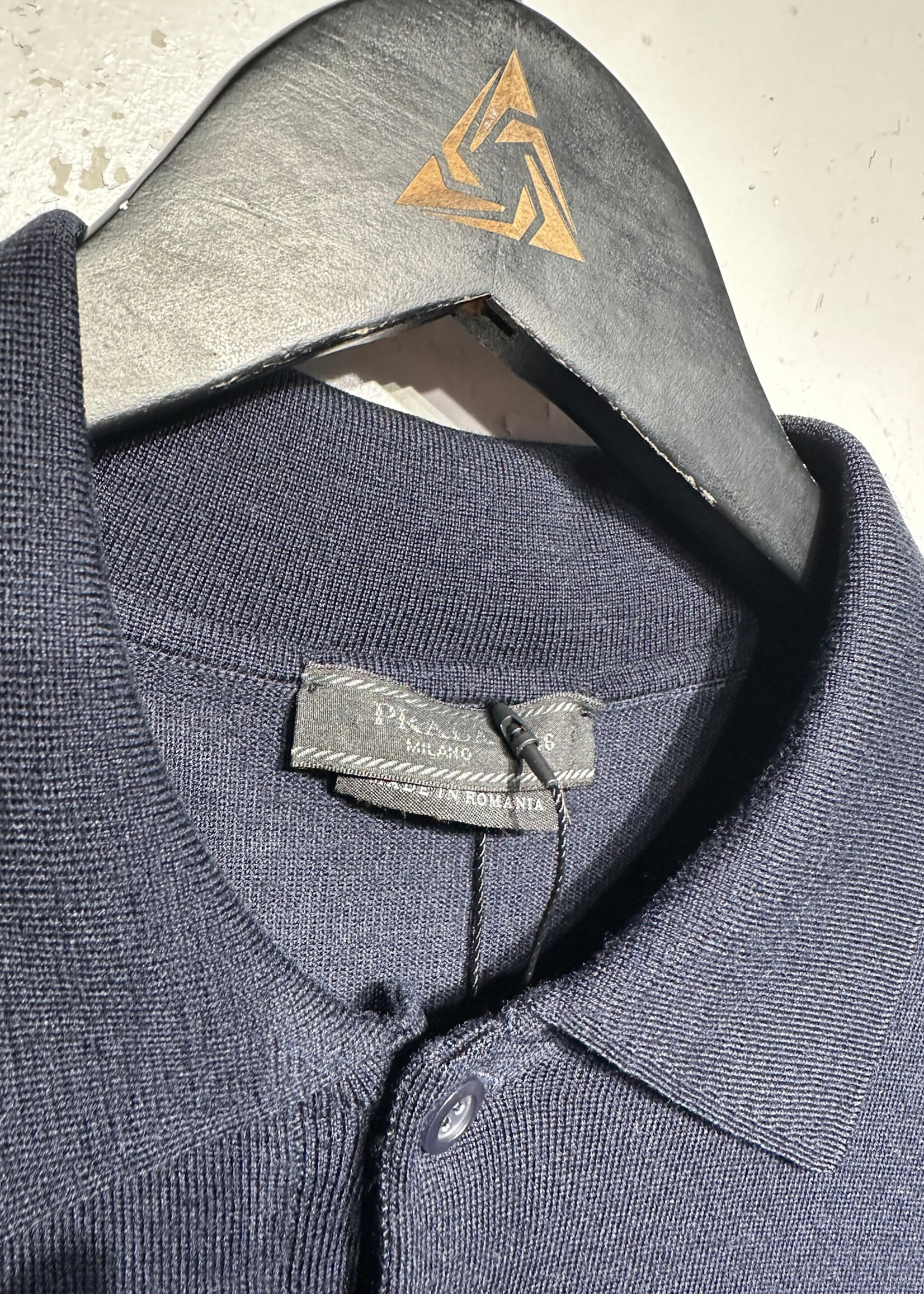 Prada Navy Knit LS Polo Masc M 3