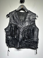 Italian Stone Design Patch Leather Vest XXL