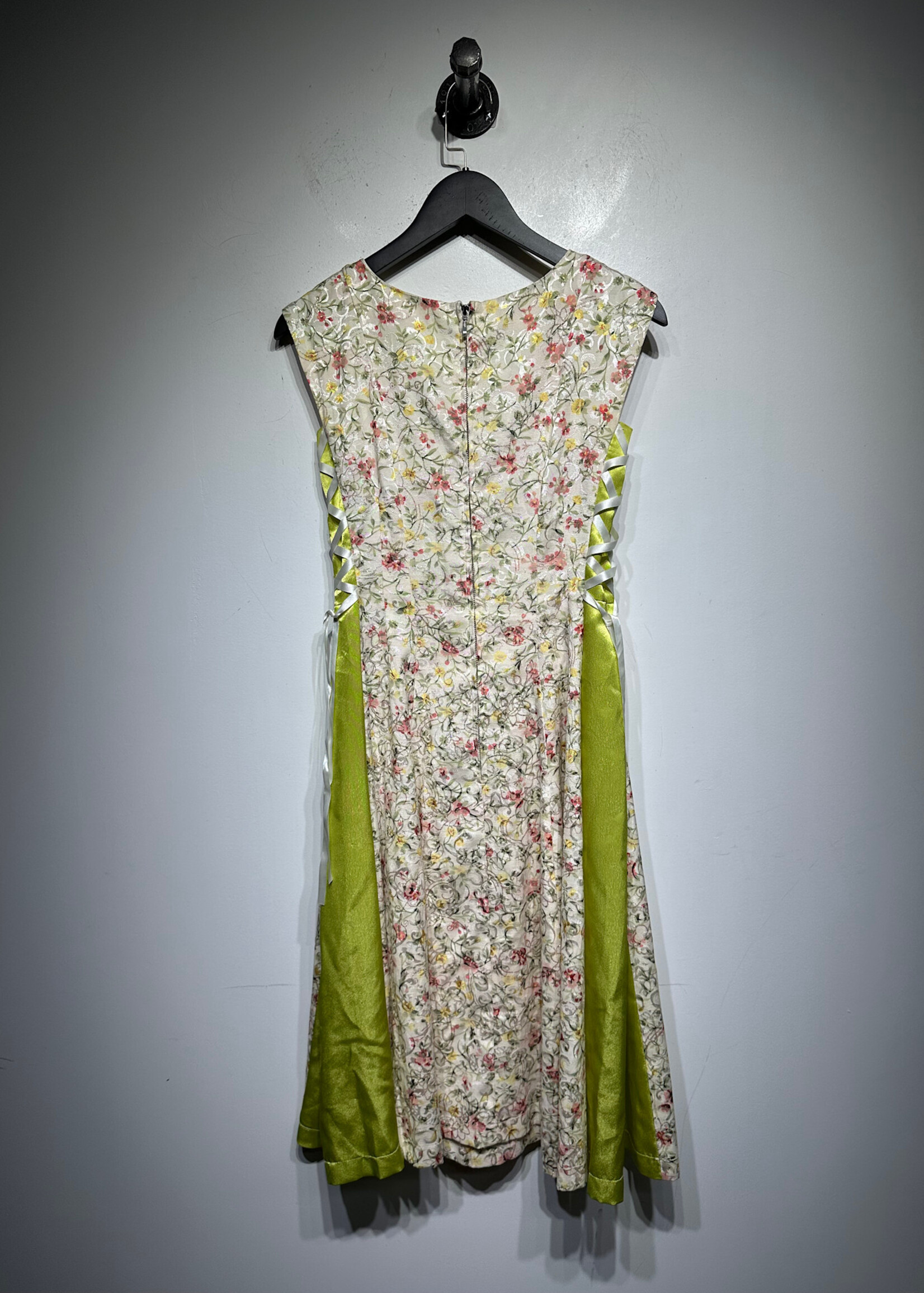 Bettie Paige Floral Green Corset Style Dress S