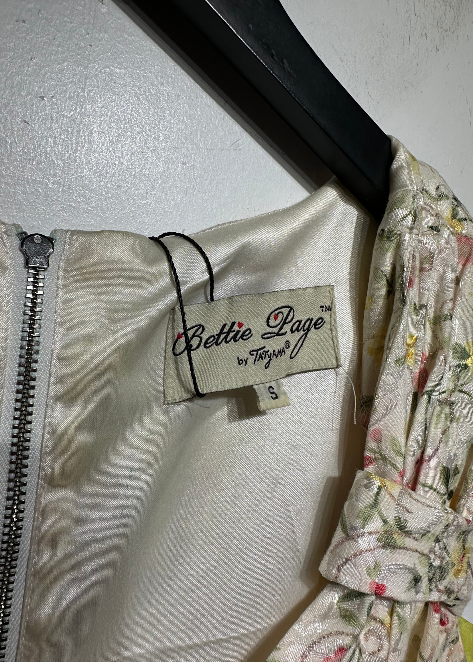 Bettie Paige Floral Green Corset Style Dress S