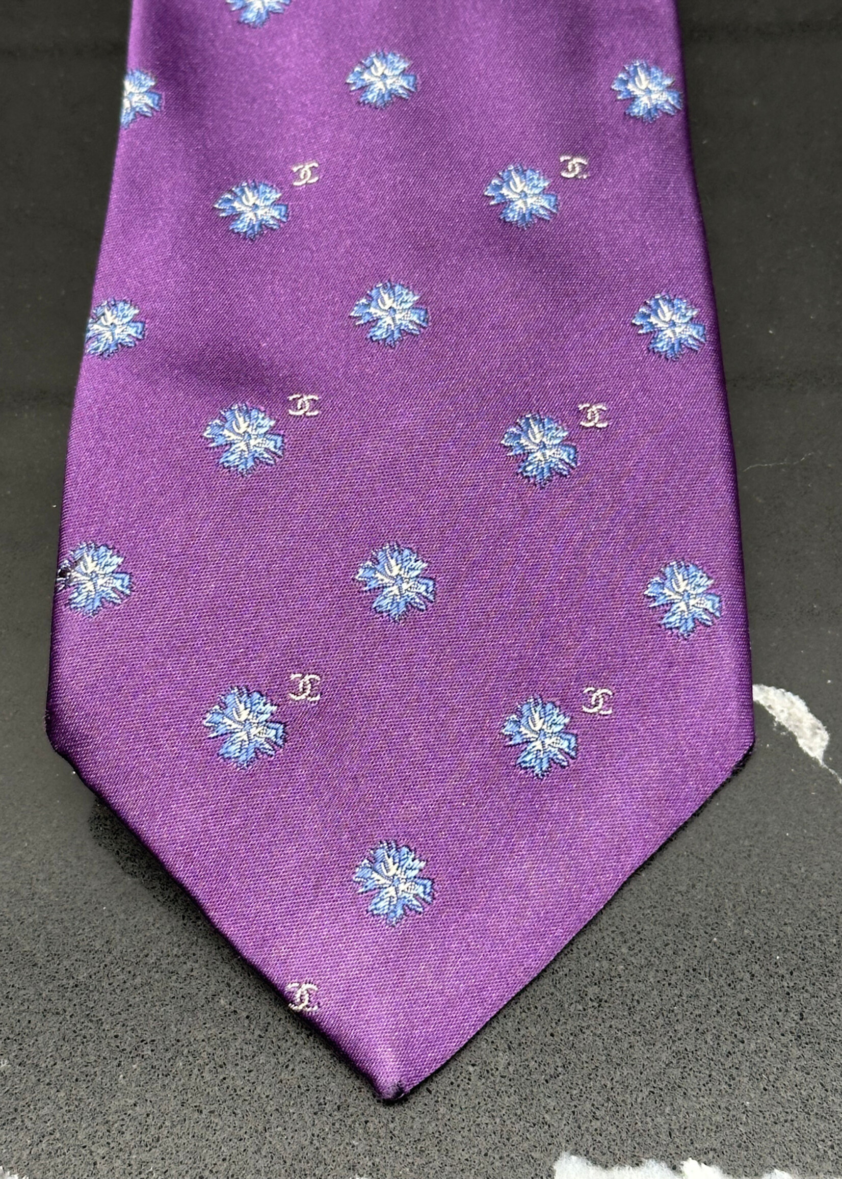 Chanel Purple Floral Tie