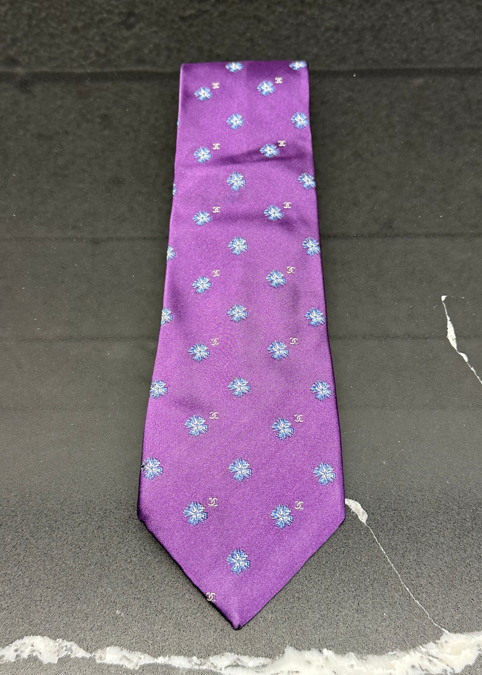 Chanel Purple Floral Tie