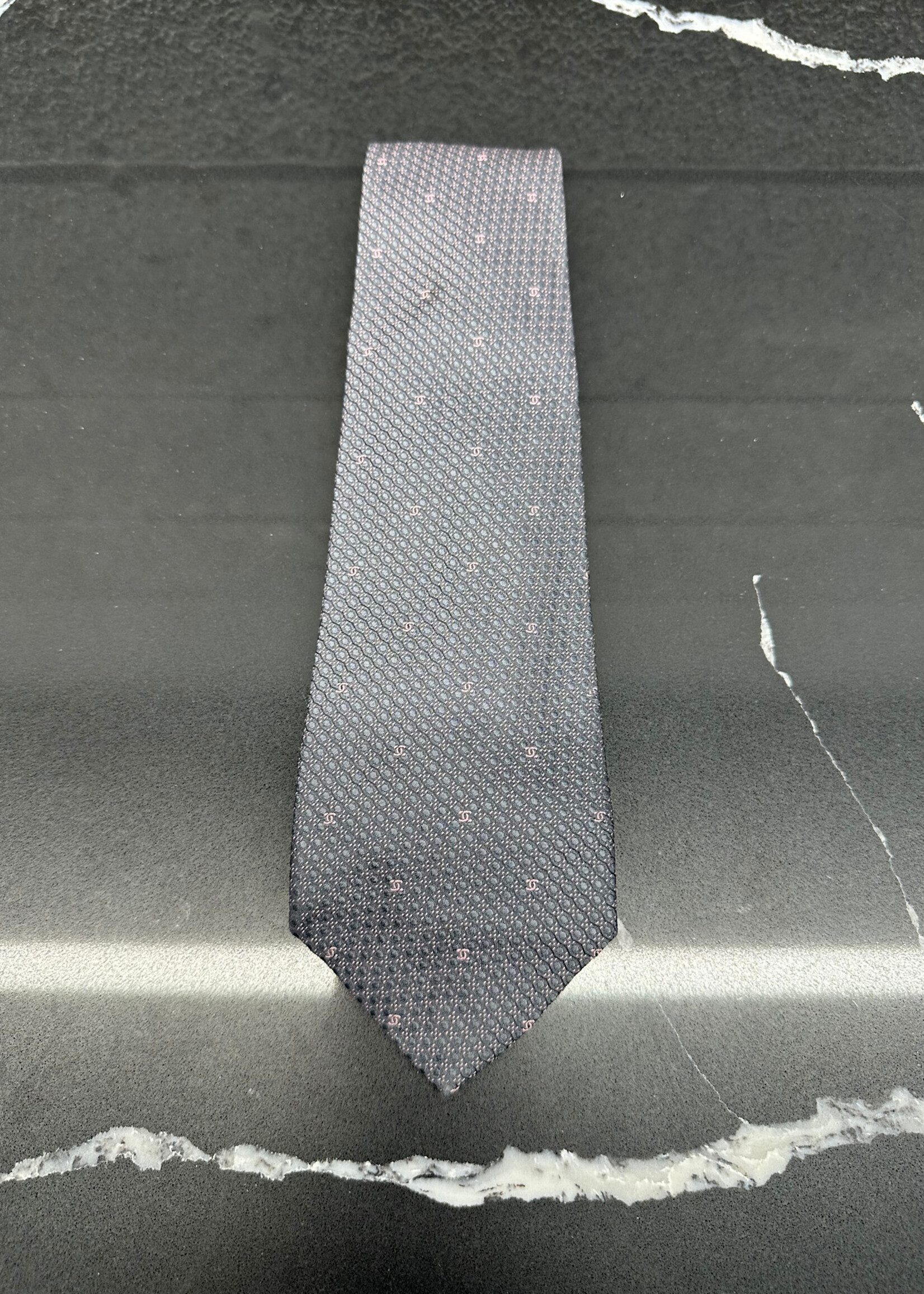 Chanel Pink Grey Tie