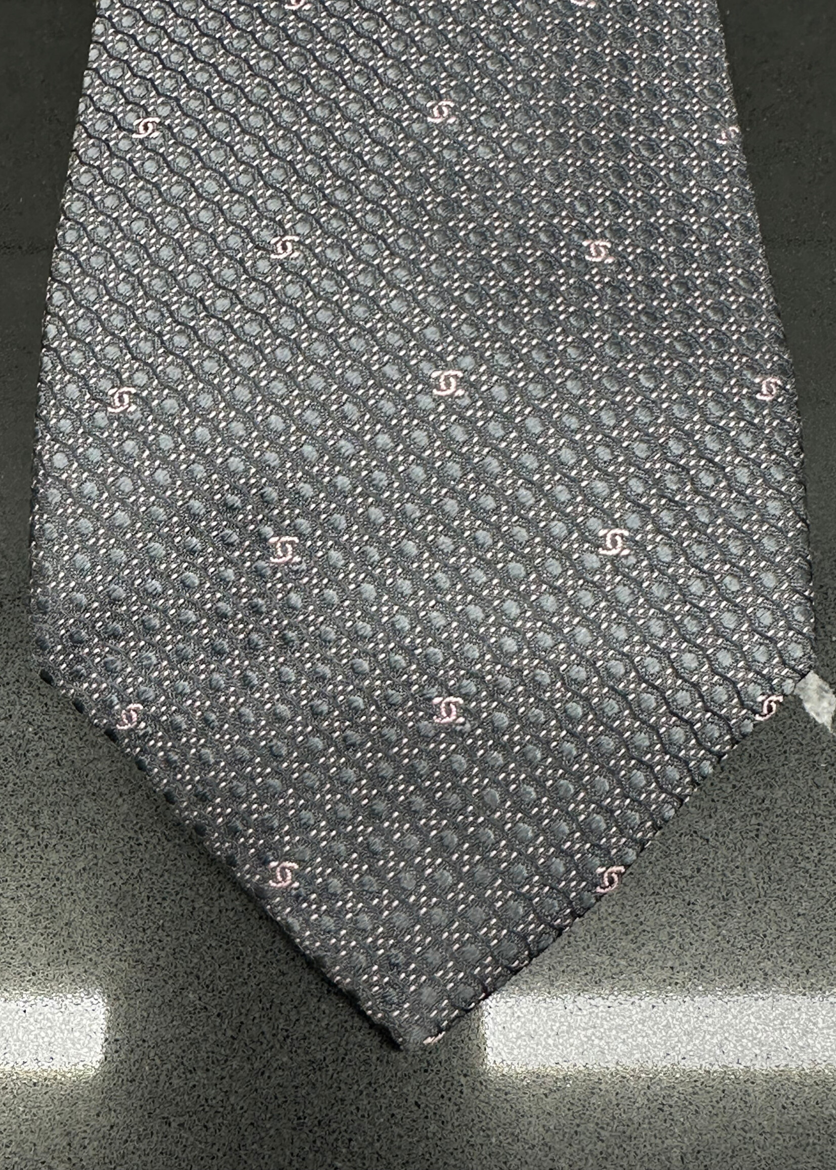 Chanel Pink Grey Tie