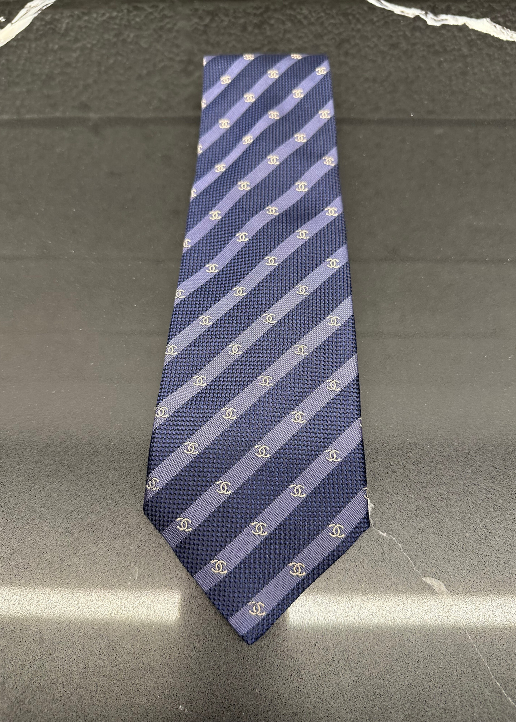 Chanel Navy Blue Tie