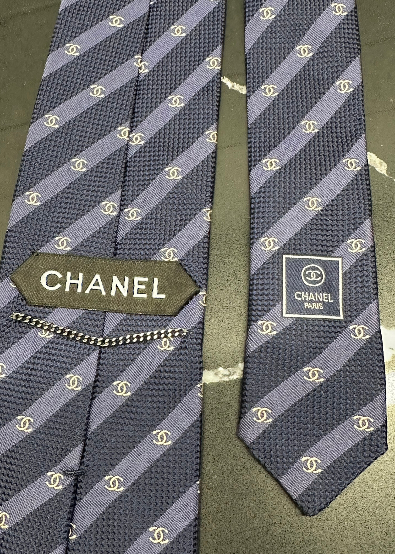 Chanel Navy Blue Tie