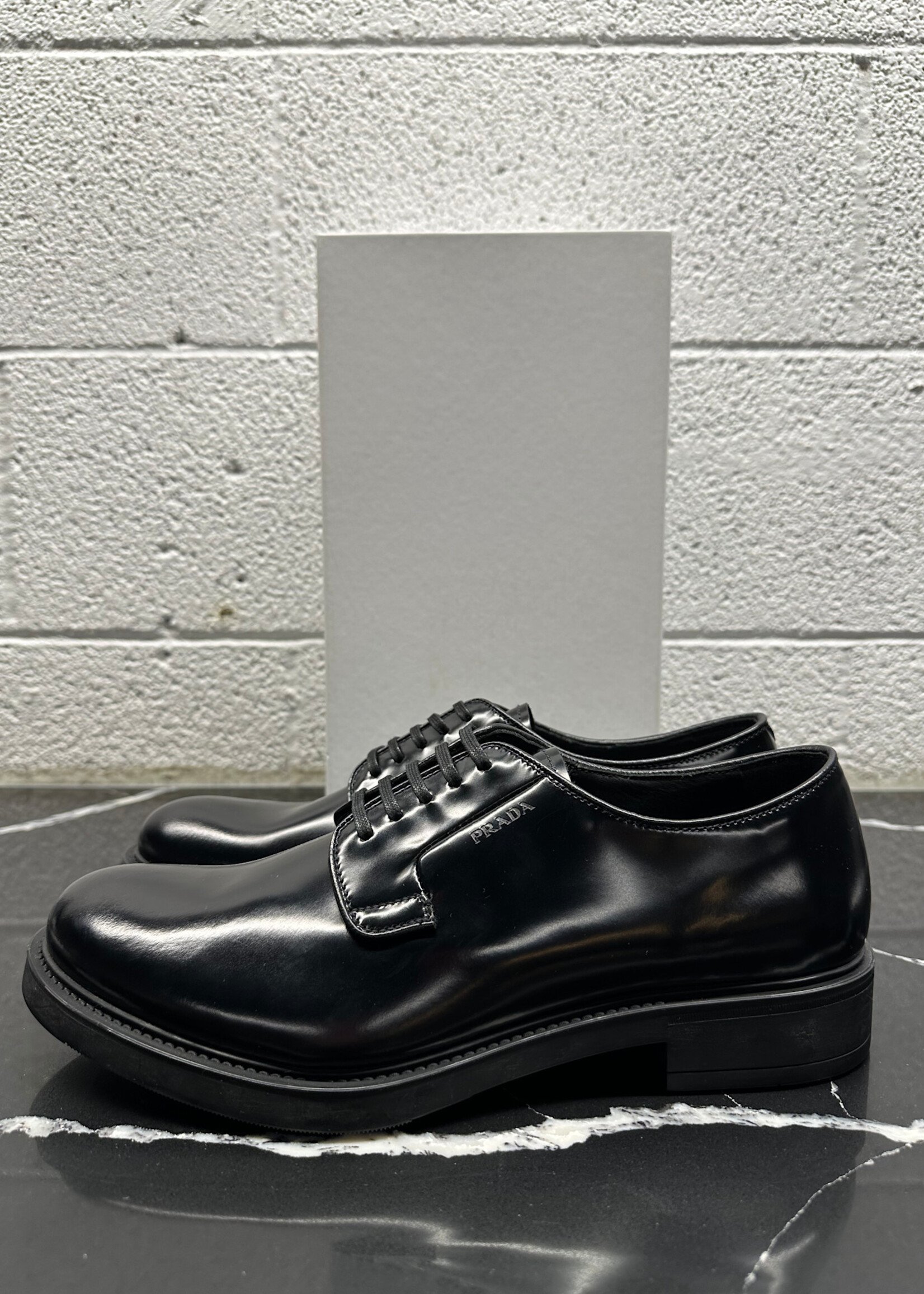 Prada Black Uniform Derby Fits Masc 8.5