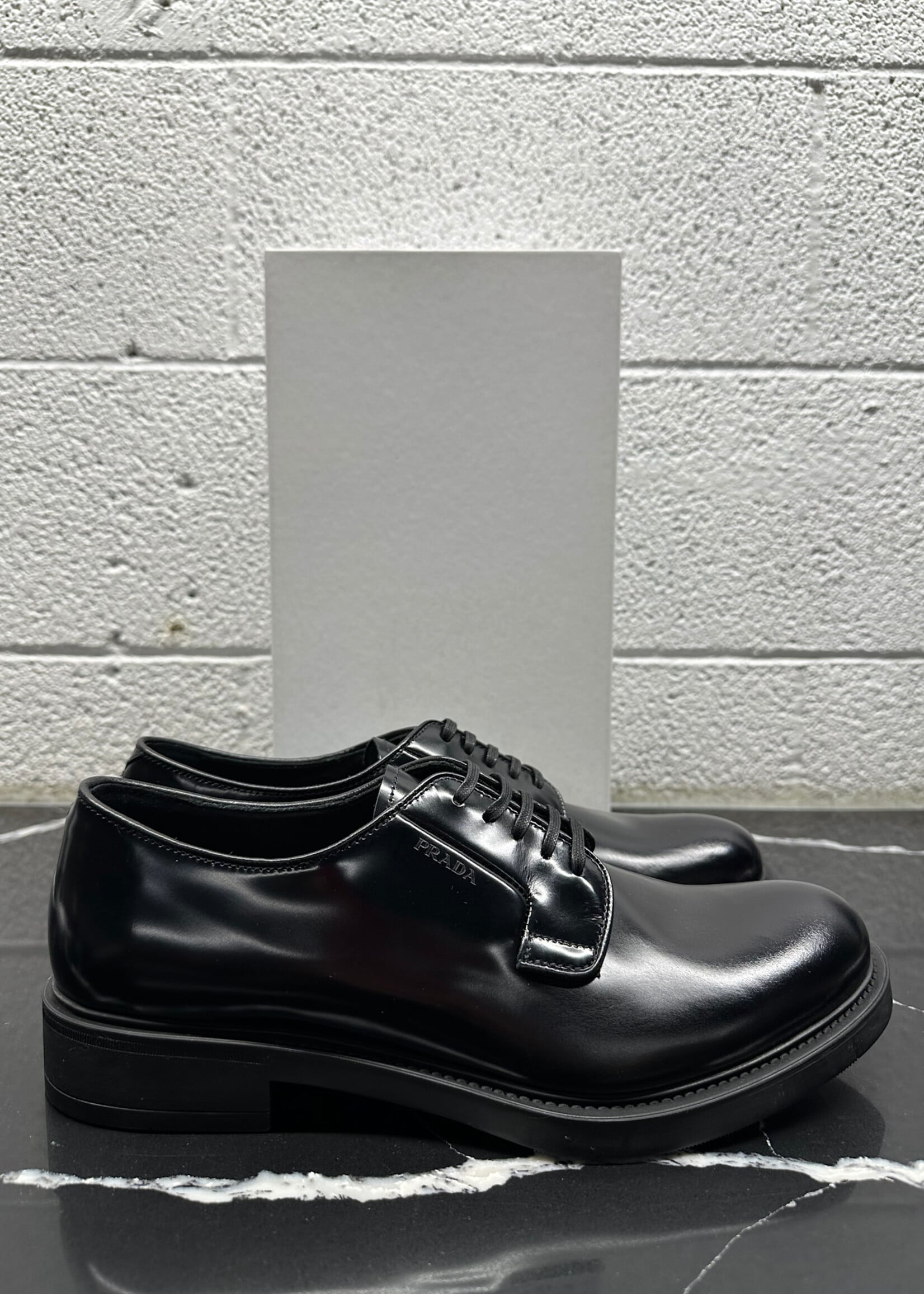 Prada Black Uniform Derby Fits Masc 8.5
