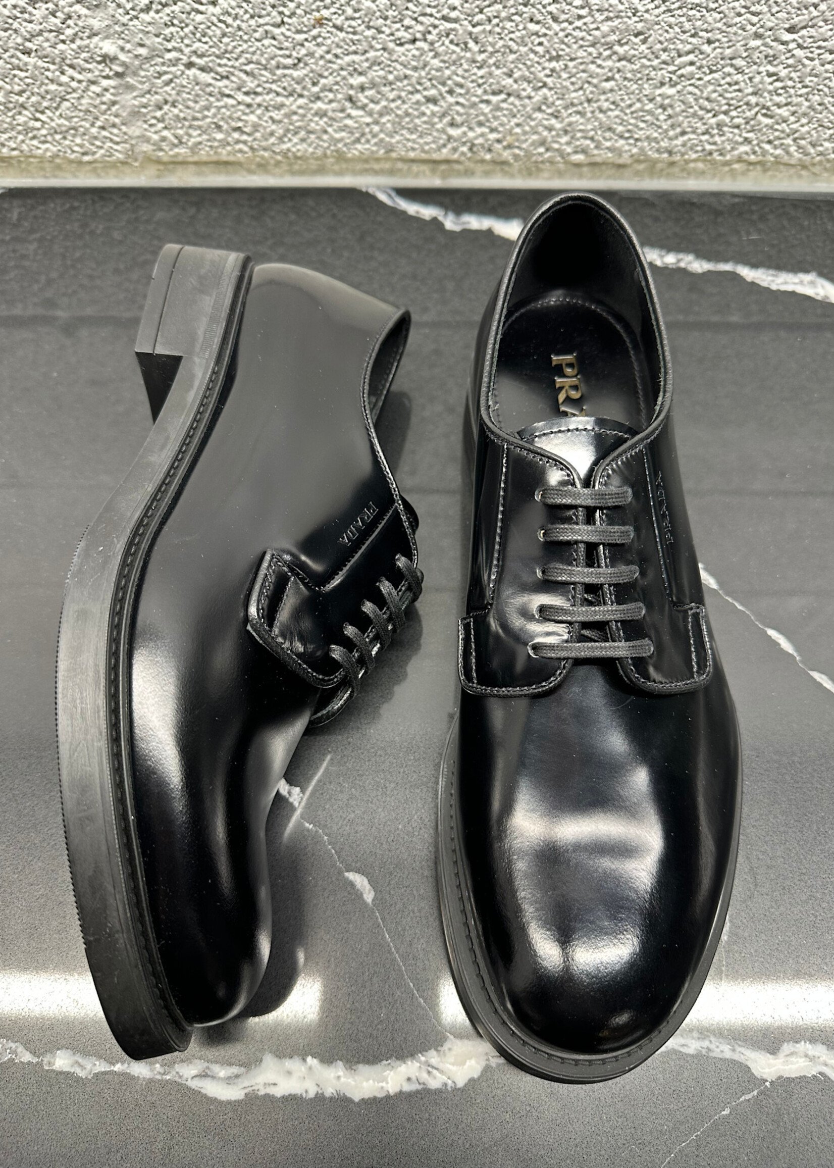 Prada Black Uniform Derby Fits Masc 8.5