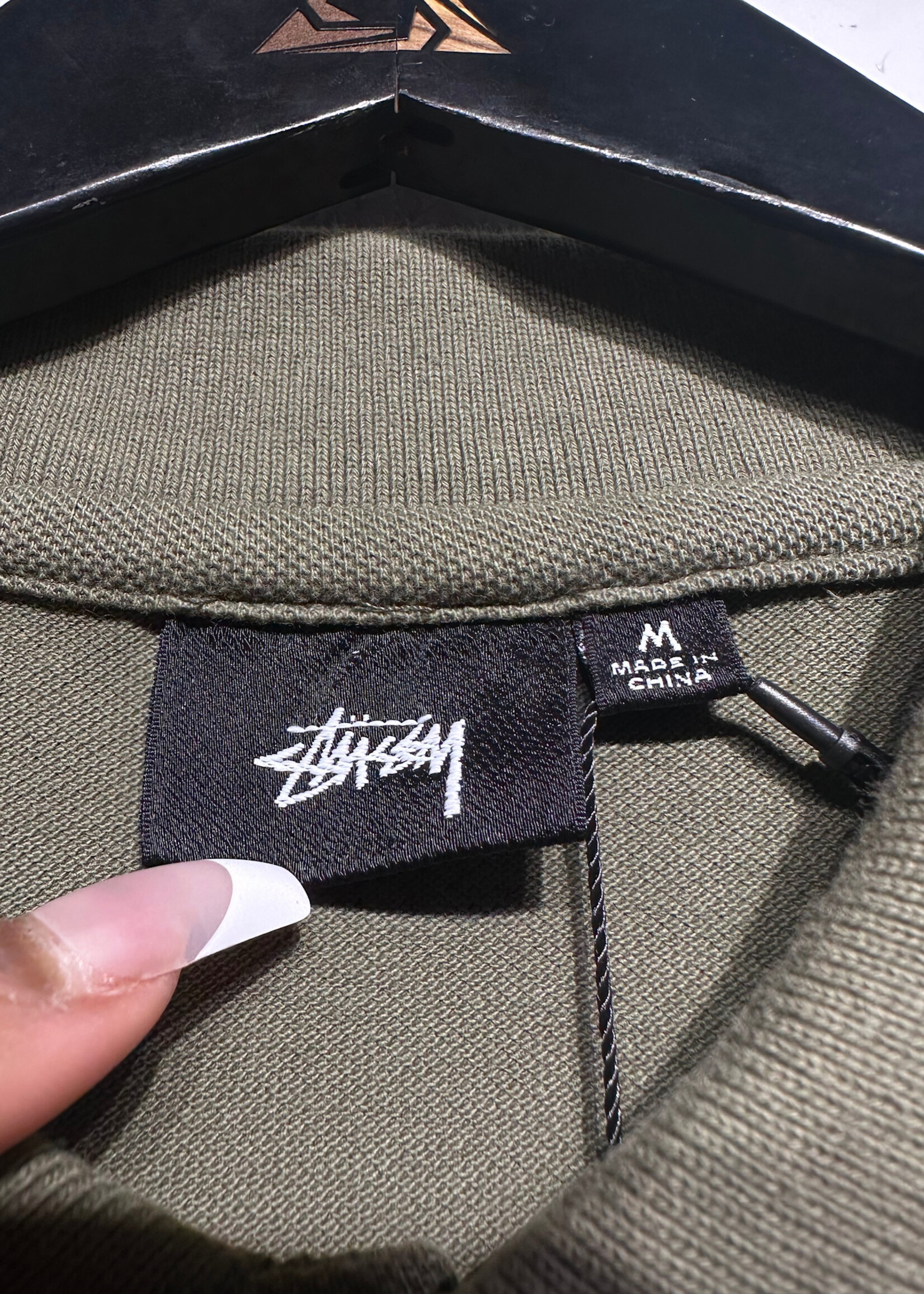 Stussy Olive Small Tribal Logo Polo M