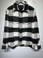 Allsaints River Black White Knit Flannel XL