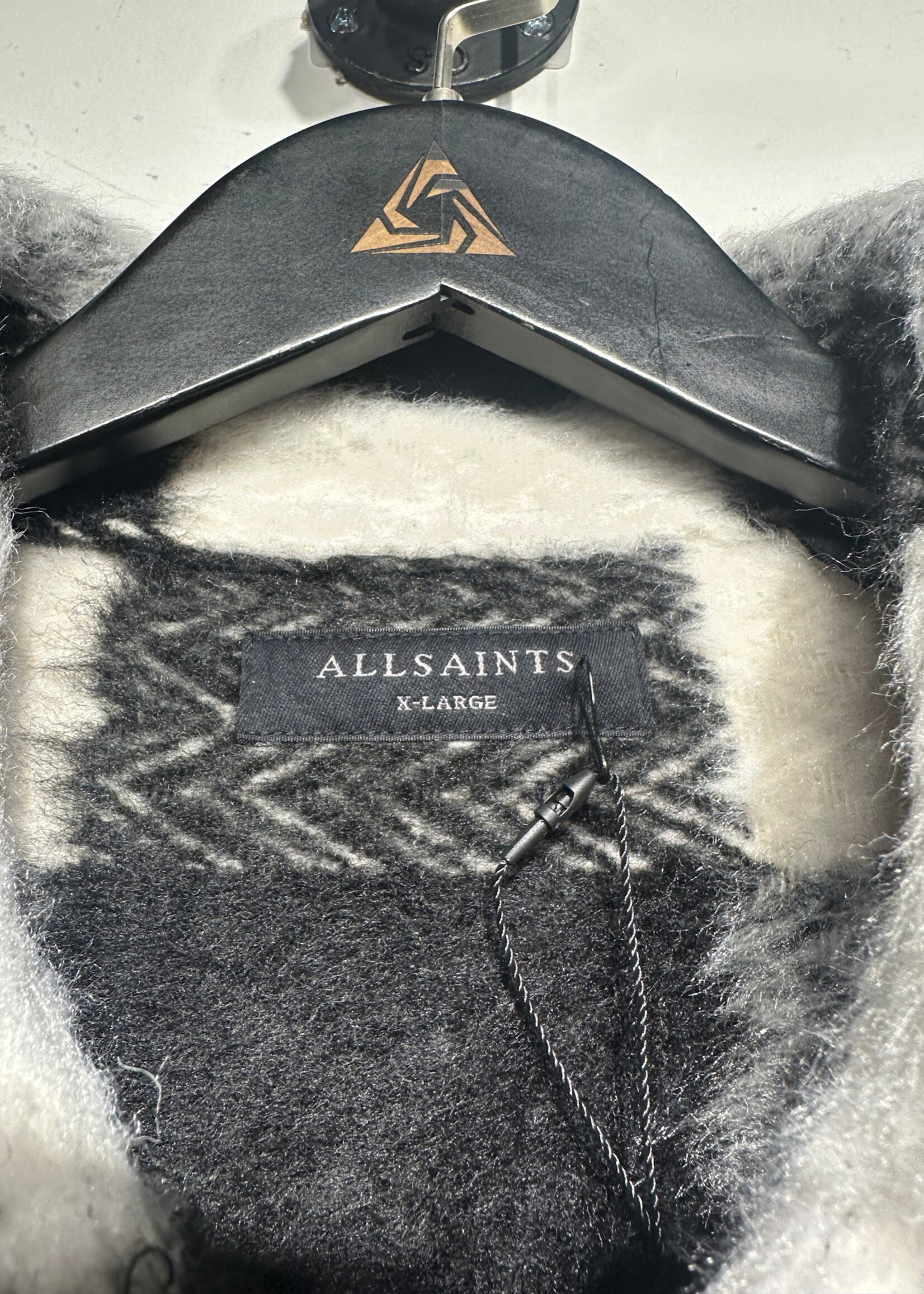 Allsaints River Black White Knit Flannel XL