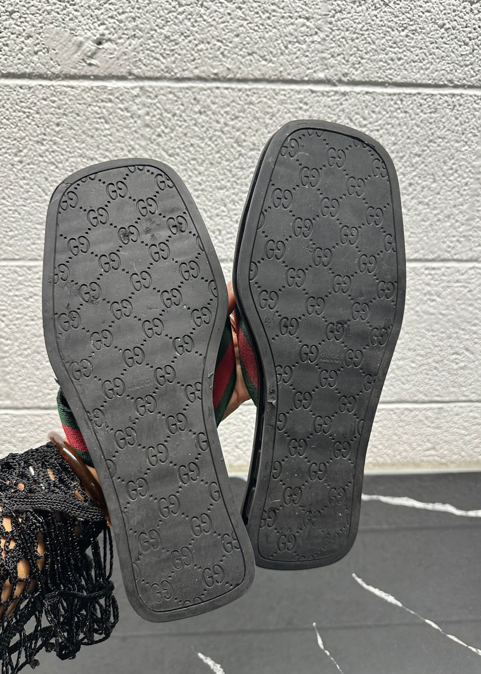 Gucci GG Web Sandals Fits Masc 8.5