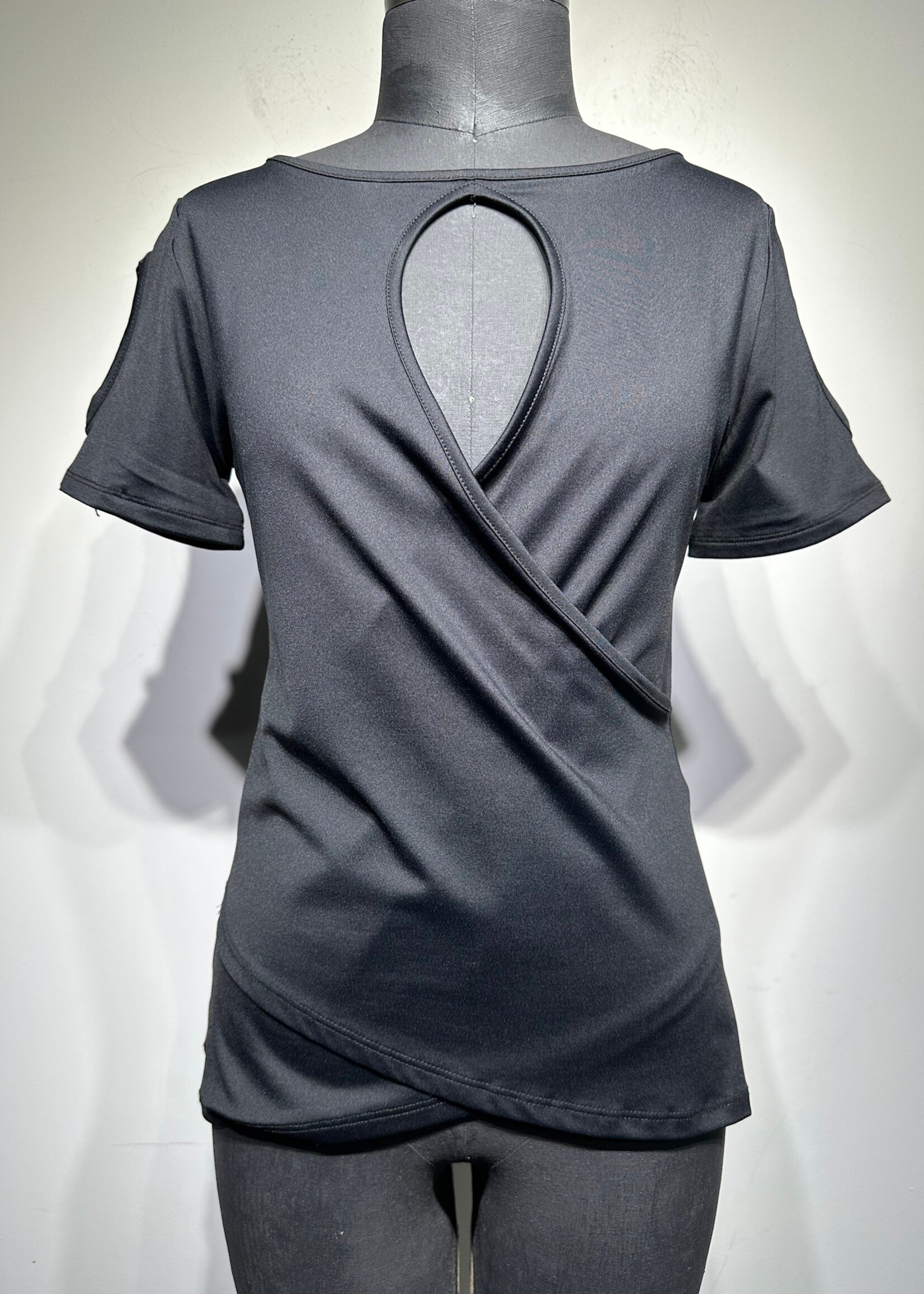 Anne Fontaine Black Cross Front Tee Fem M