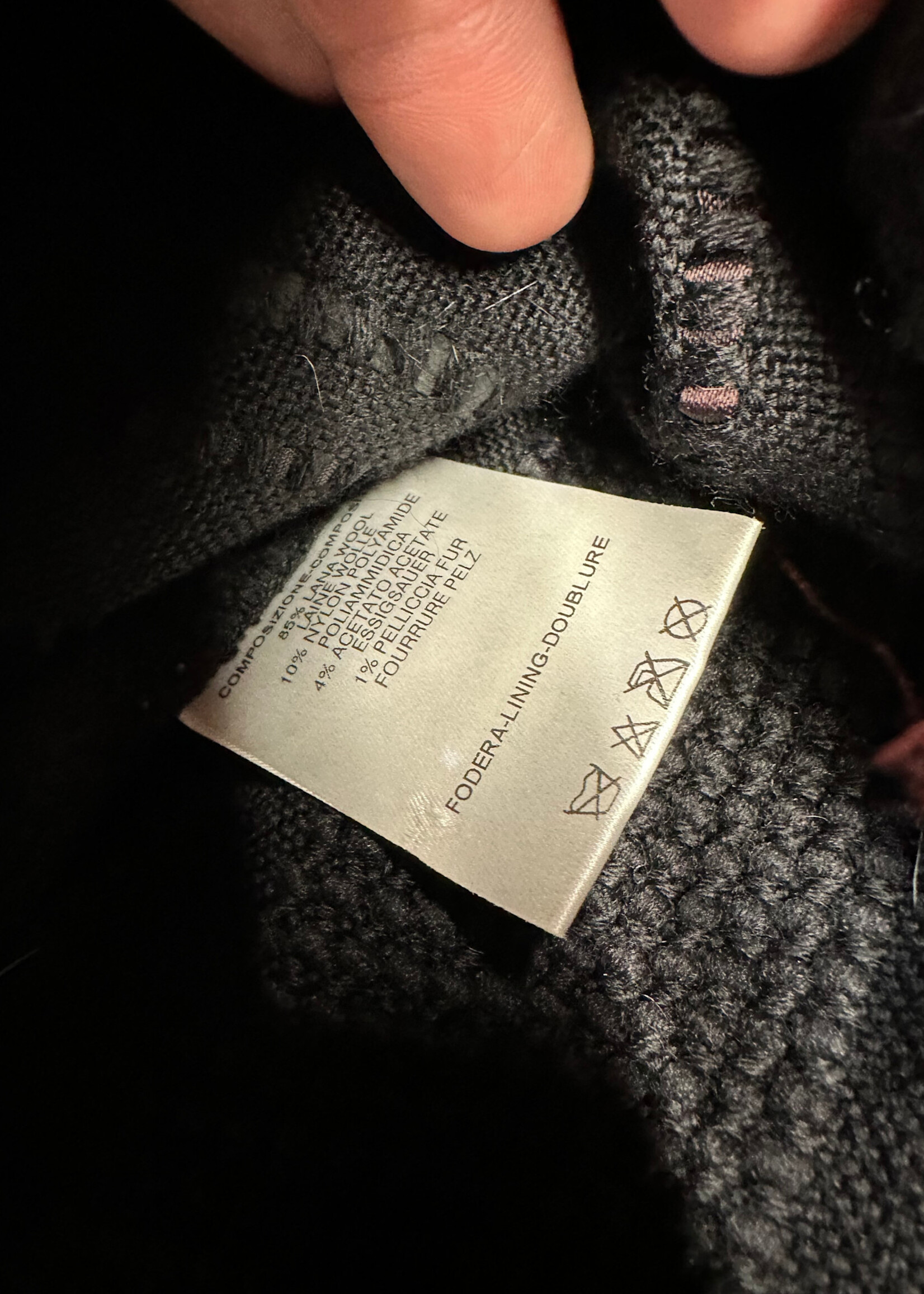 Gucci 2002 Black Wool Fur Ribbon Midi Skirt Fem 32