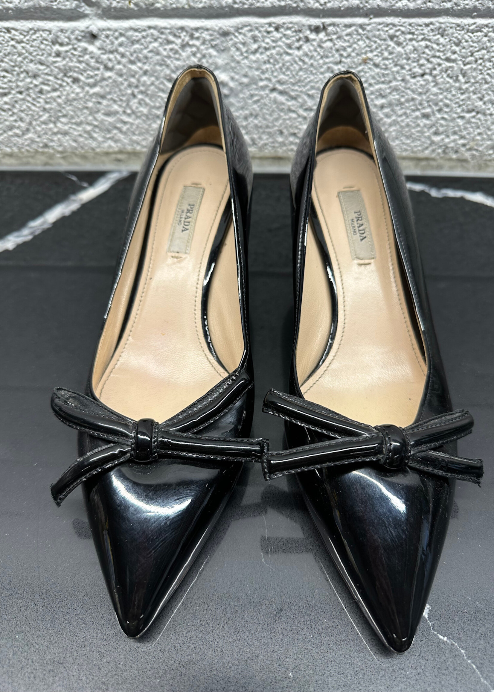 Prada Bow Detail Black Kitten Heel 6.5