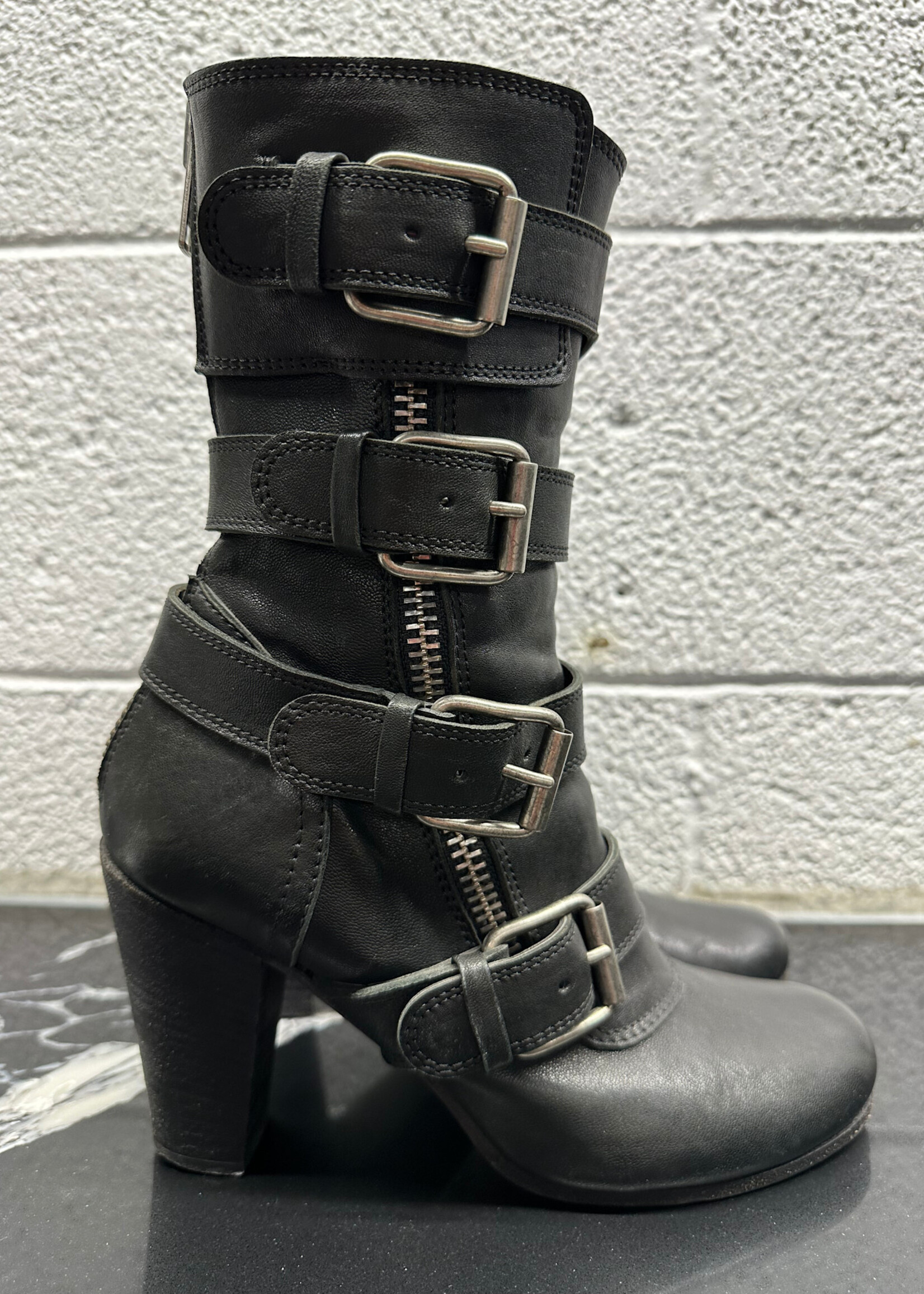 Chloe Black Leather Buckle Leather Boots 6.5