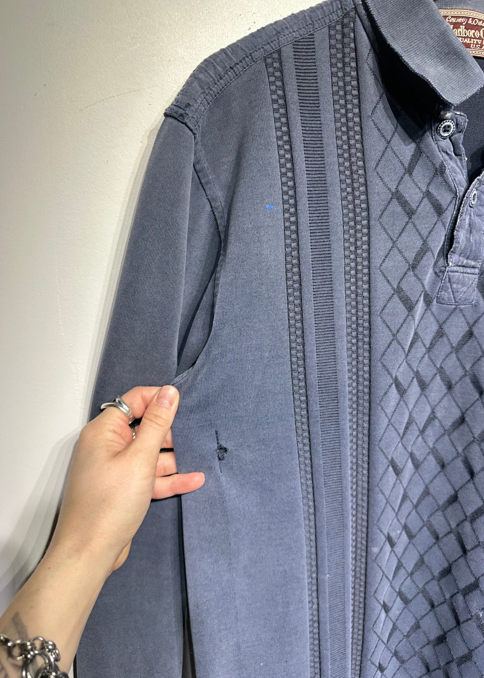 Marlboro Vintage Blue Faded Polo L/S M AS IS