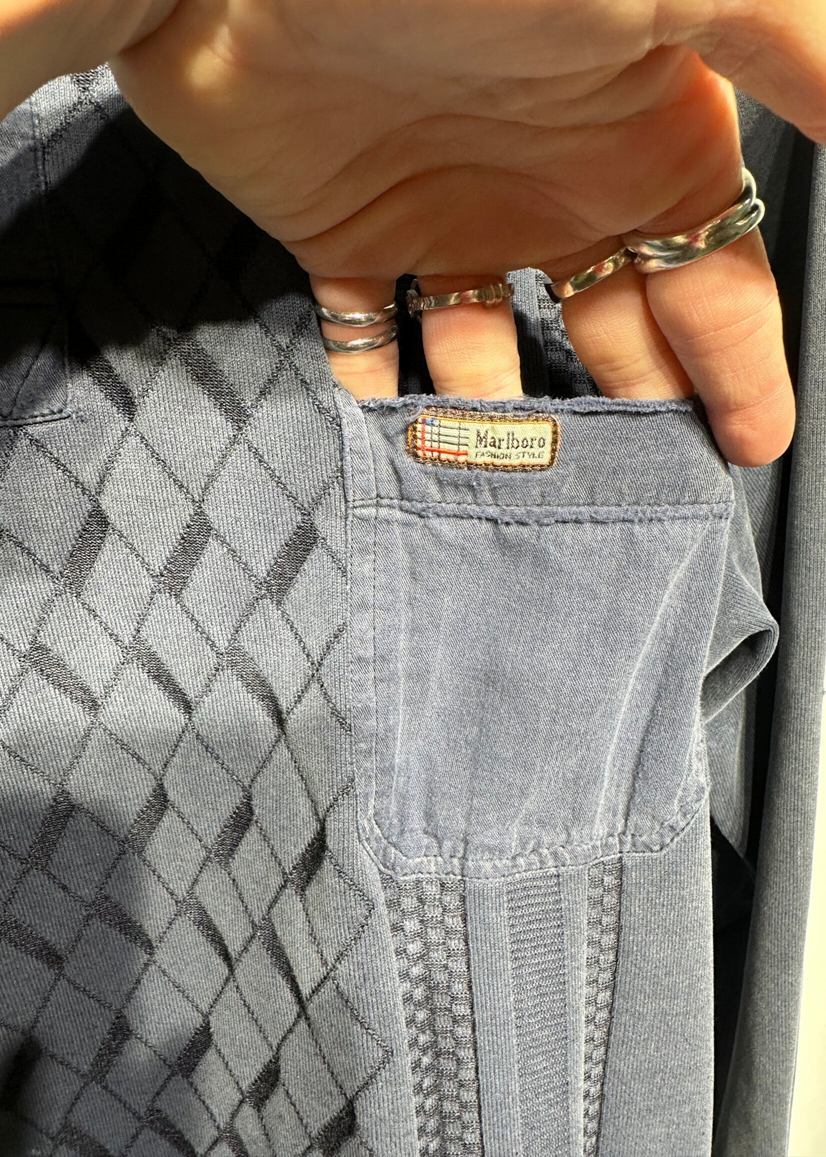 Marlboro Vintage Blue Faded Polo L/S M AS IS