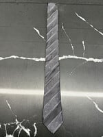 Chanel Black Silk Diagonal Stripe Tie