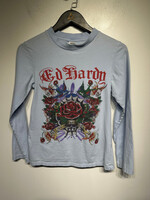 Ed Hardy 00s Light Blue Rhinestone LS Fem L AS IS