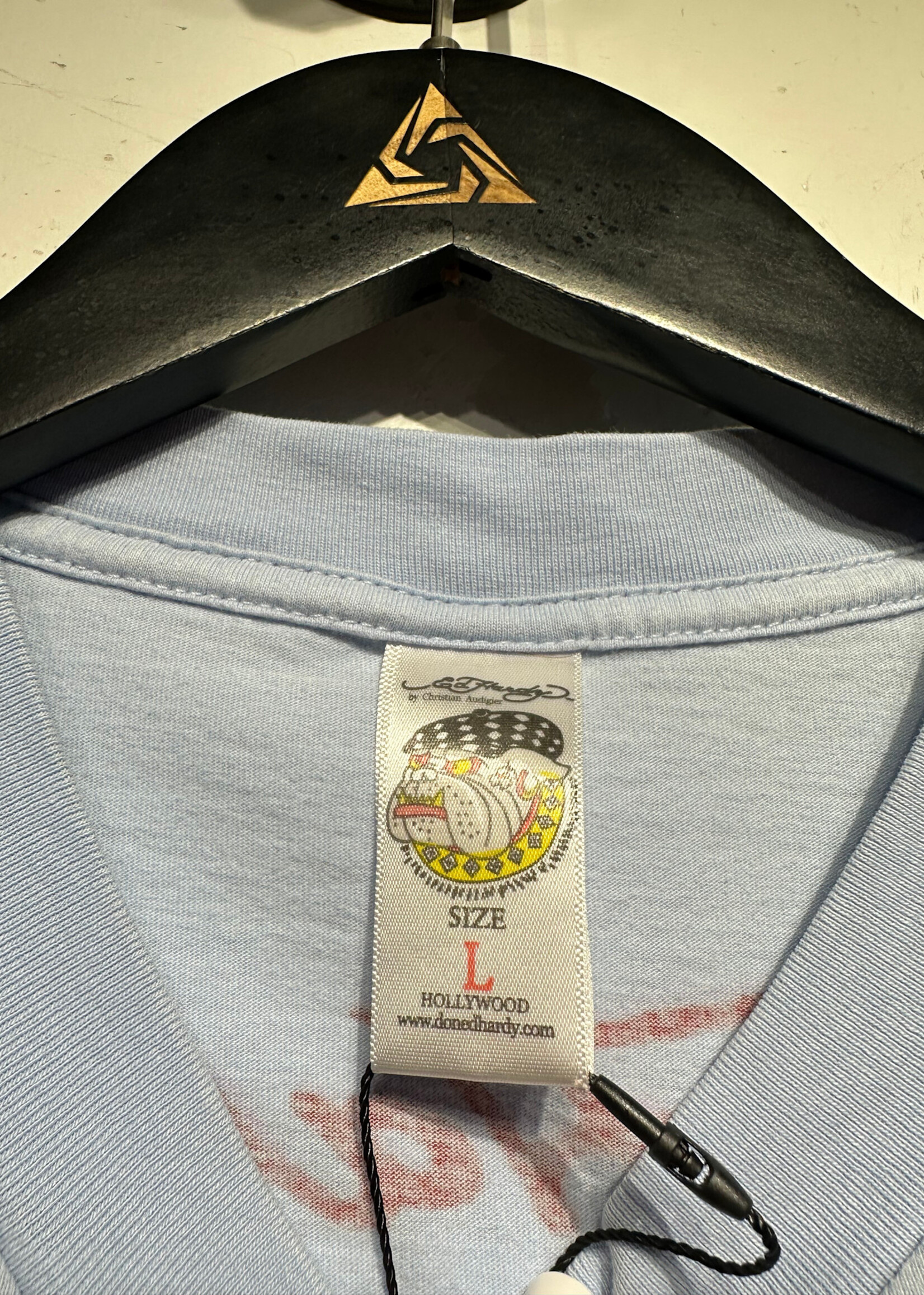Ed Hardy 00s Light Blue Rhinestone LS Fem L AS IS