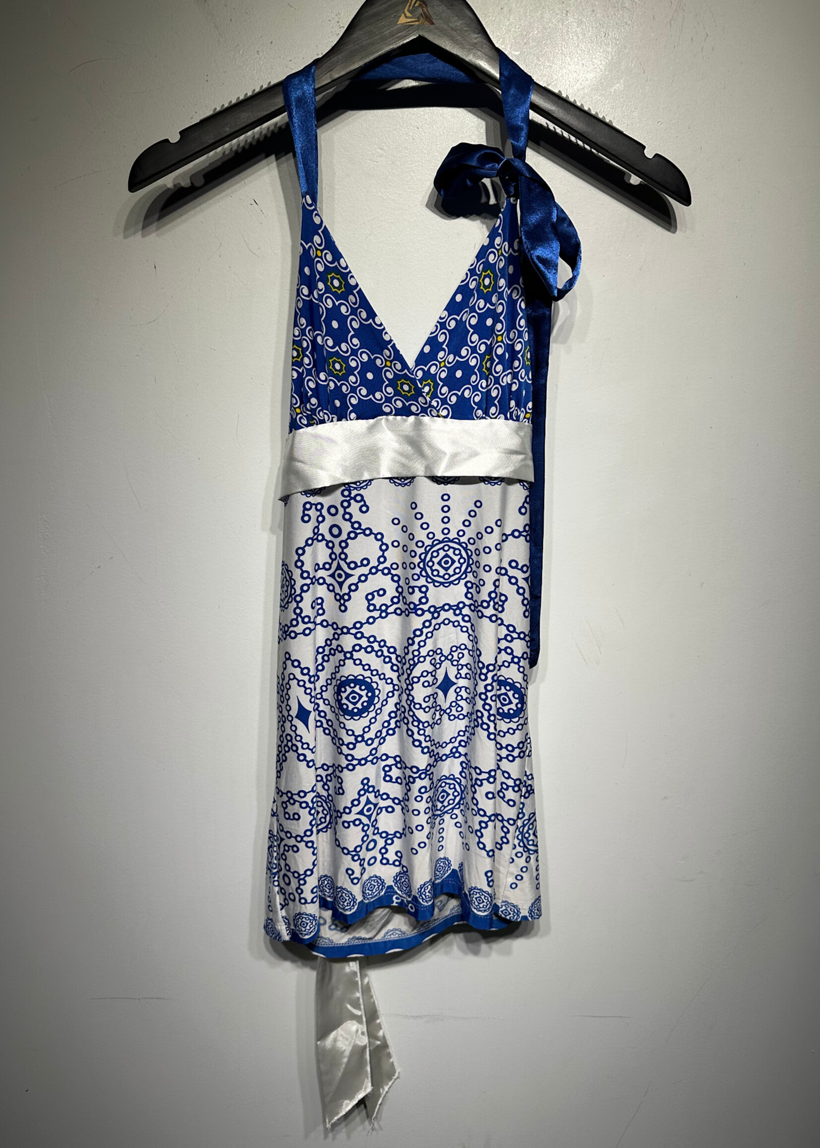 Carolina Blue White Halter Top S