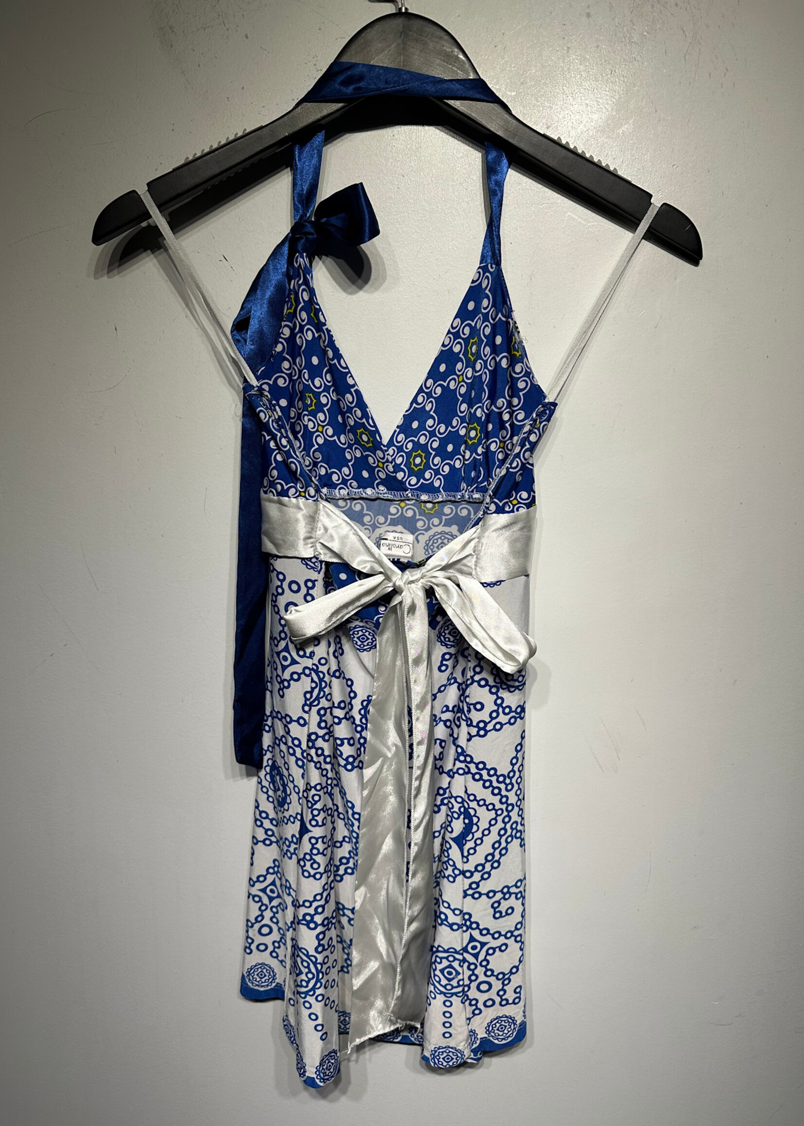 Carolina Blue White Halter Top S